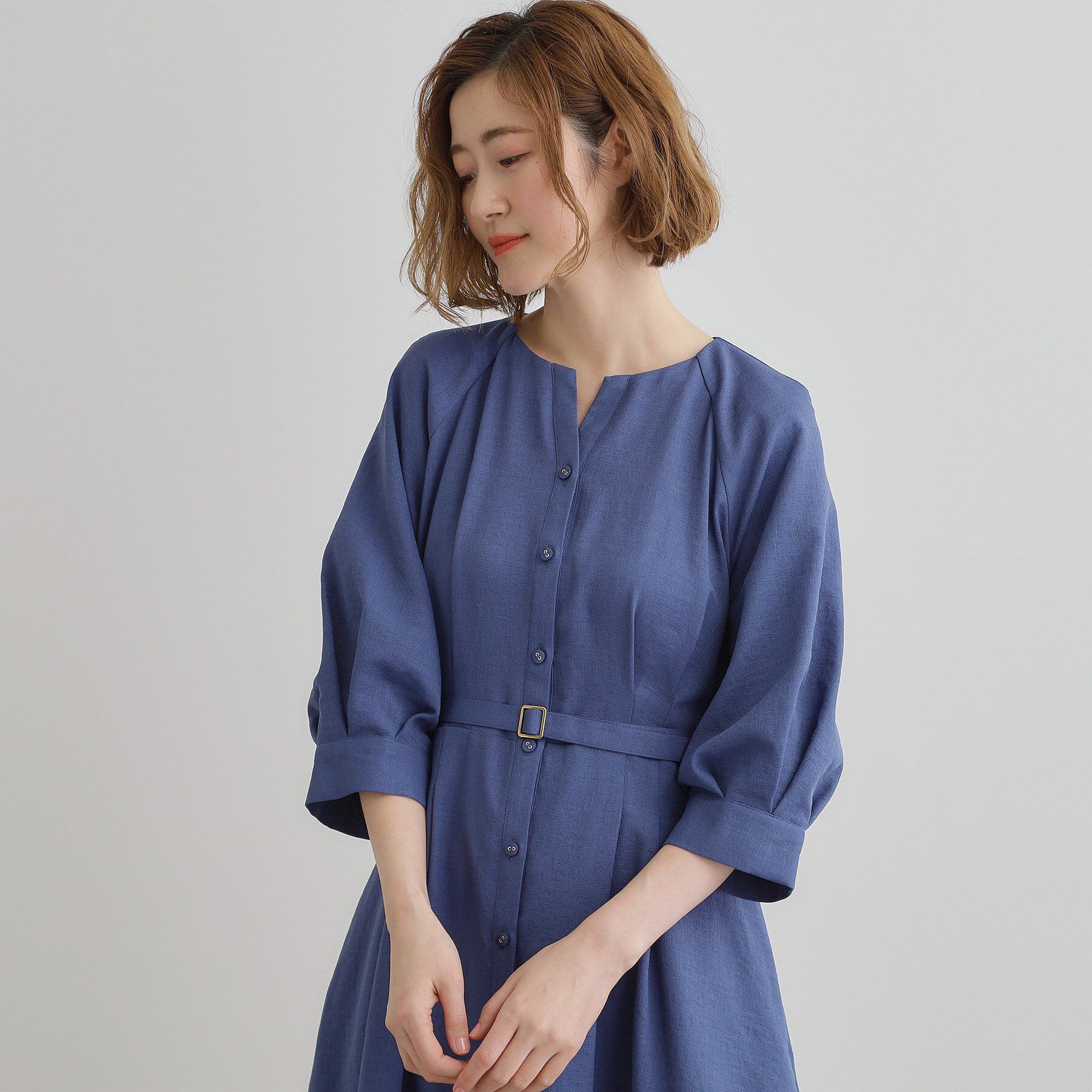 grove「麻調メッシュラグランスリーブワンピース」|ワンピース|