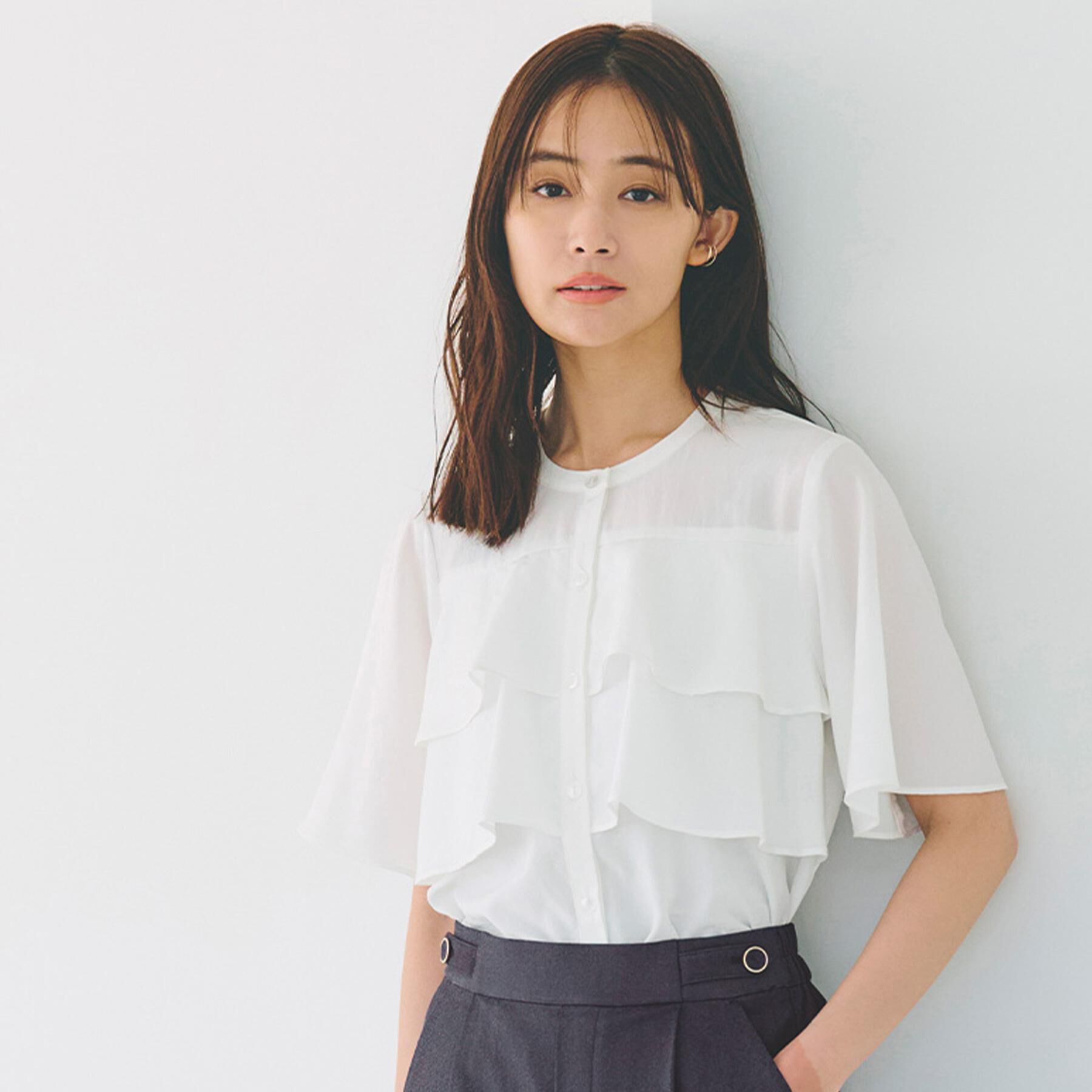 grove「甘さを抑えた大人のラッフルフリルブラウス」|シャツ・ブラウス|オフホワイト(003