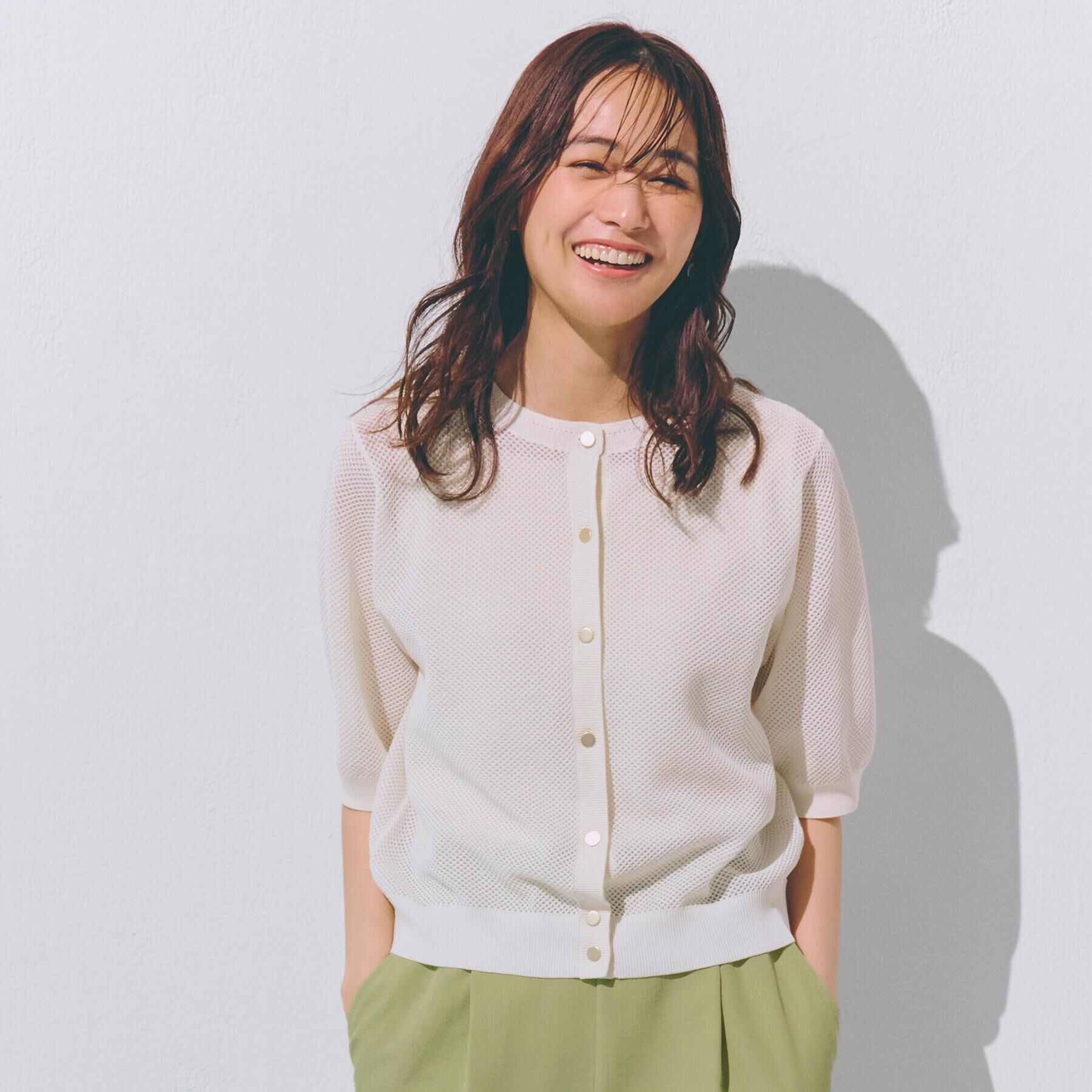 grove「1枚でも映える上品メッシュカーディガン」|カーディガン|オフホワイト(003