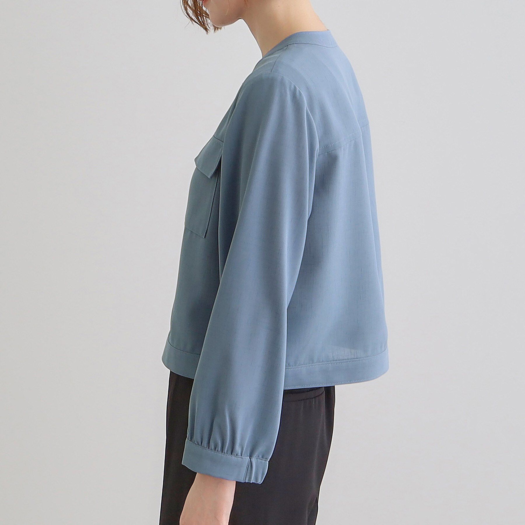 grove「麻調ノーカラーシアーブルゾン」|ブルゾン・スタジャン|