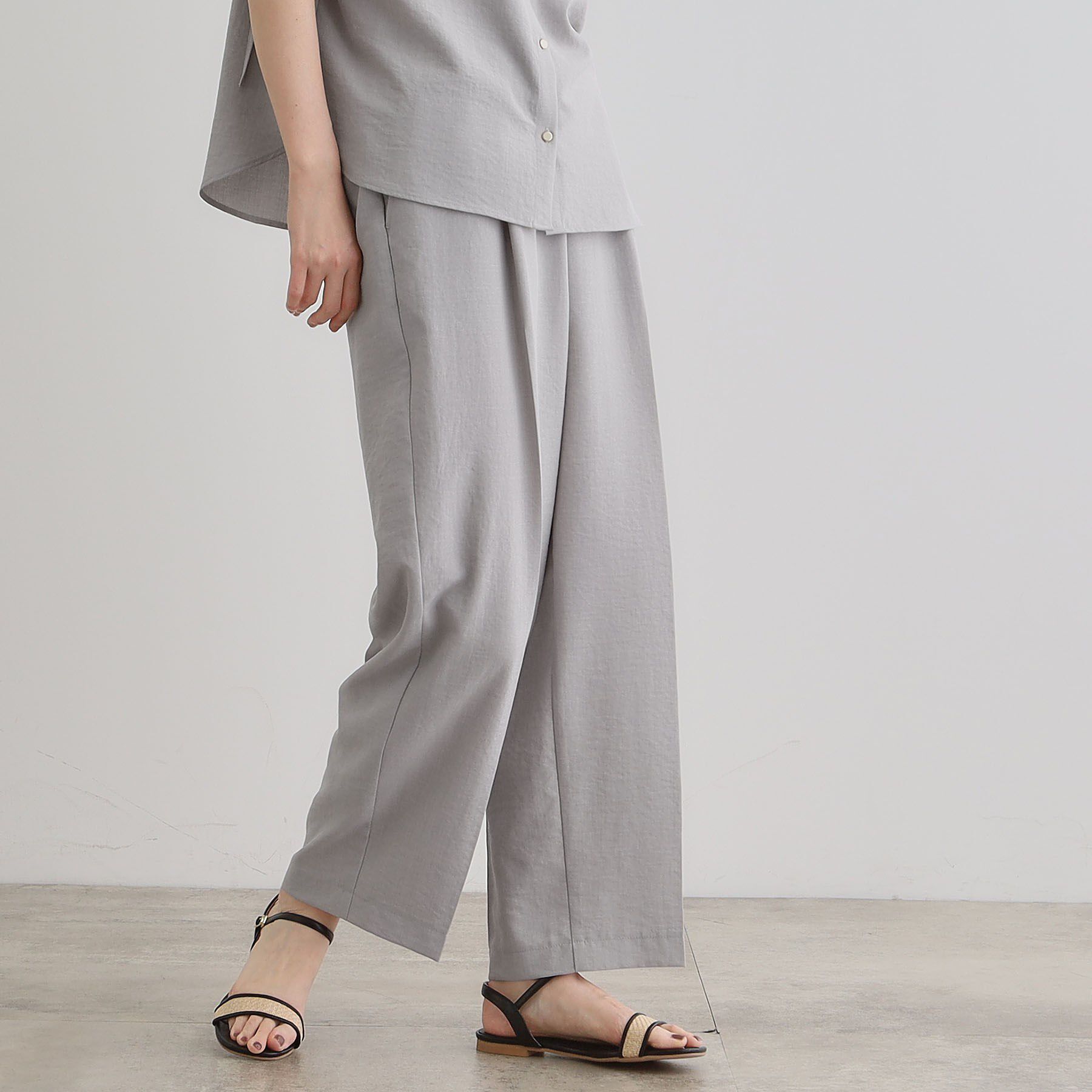 grove「【洗える・シワになりにくい】麻調センタープレスワイドパンツ」|その他|