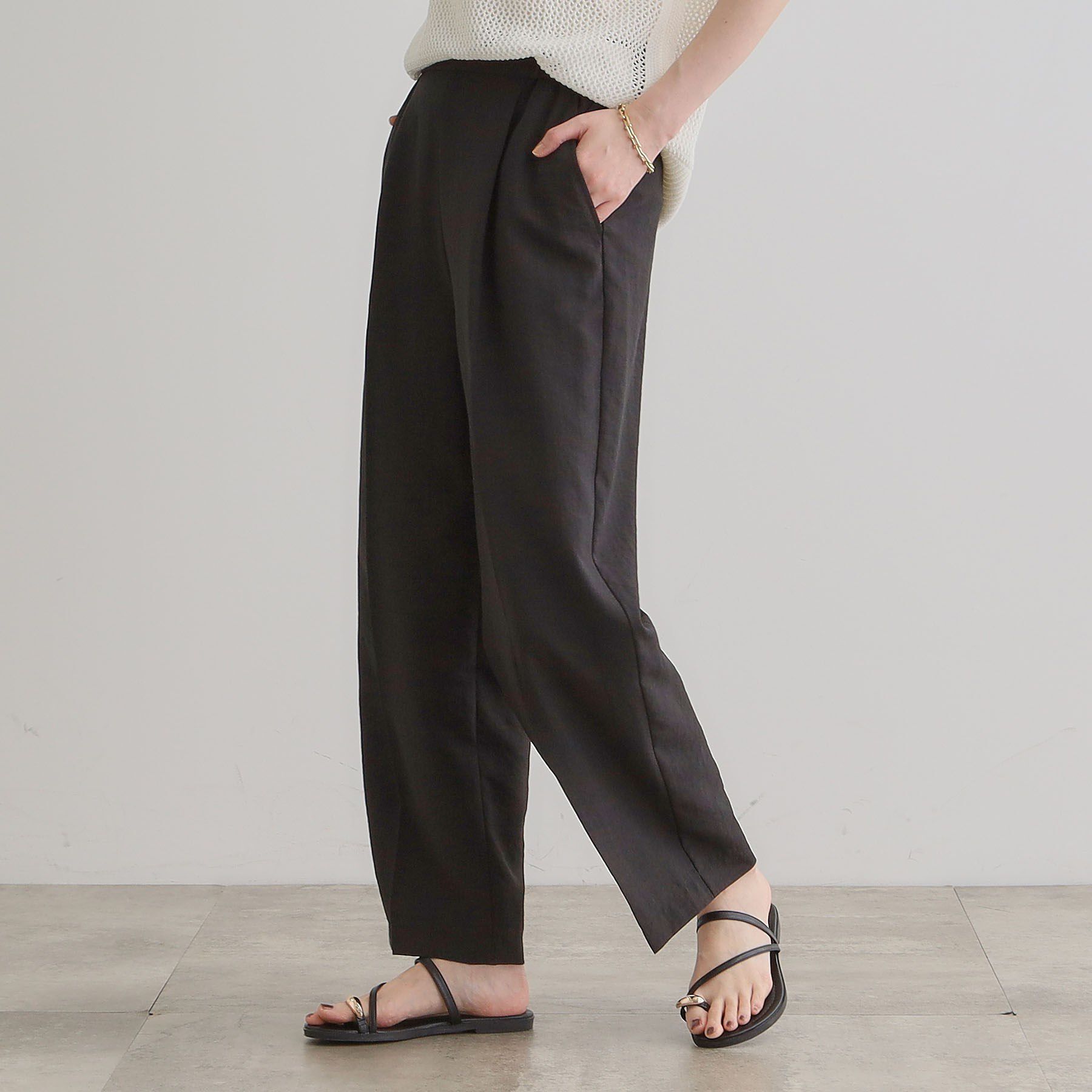 grove「【洗える・シワになりにくい】麻調センタープレスワイドパンツ」|その他|