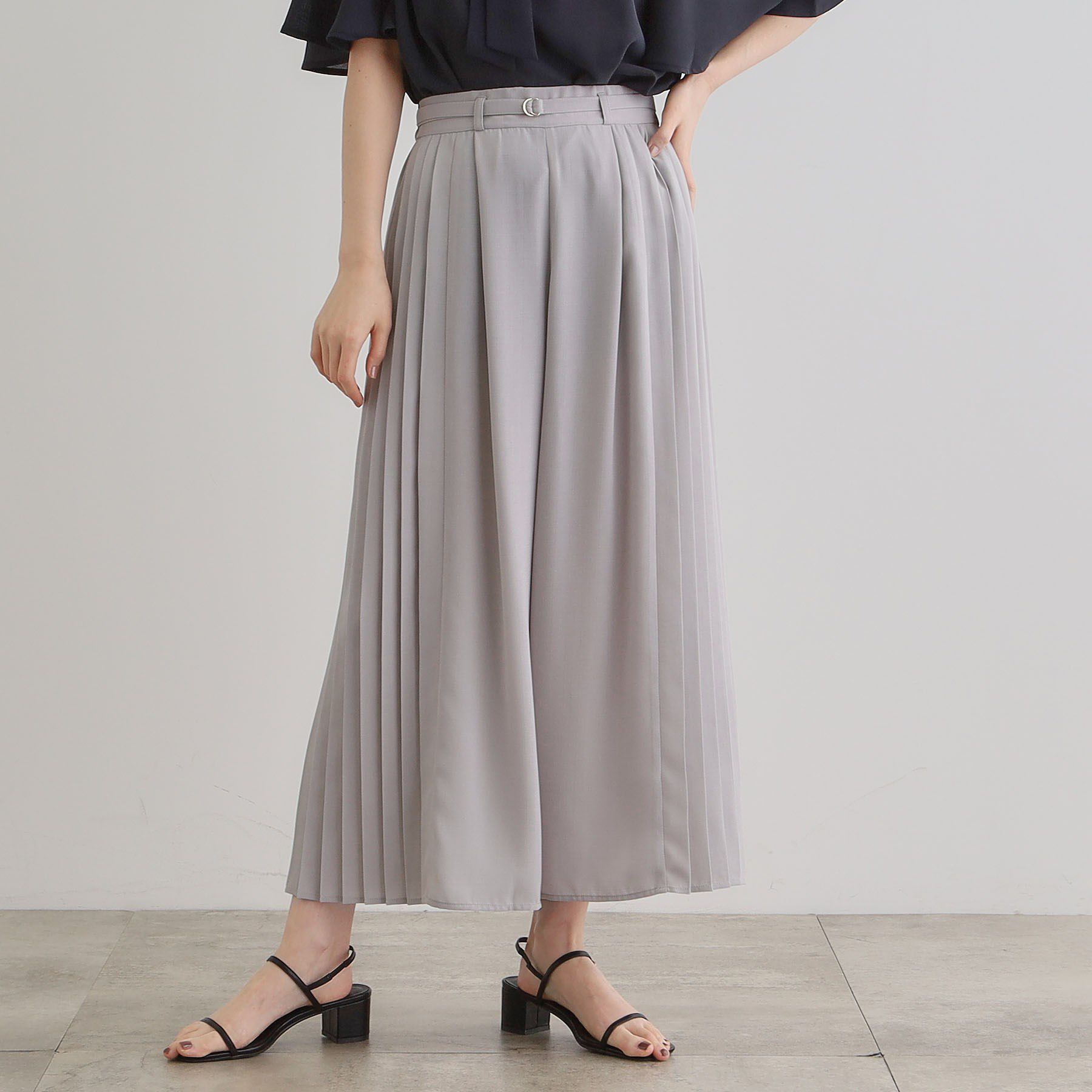 grove「さらっと軽やか サイドプリーツスカーチョ」|その他|ライトグレー(011