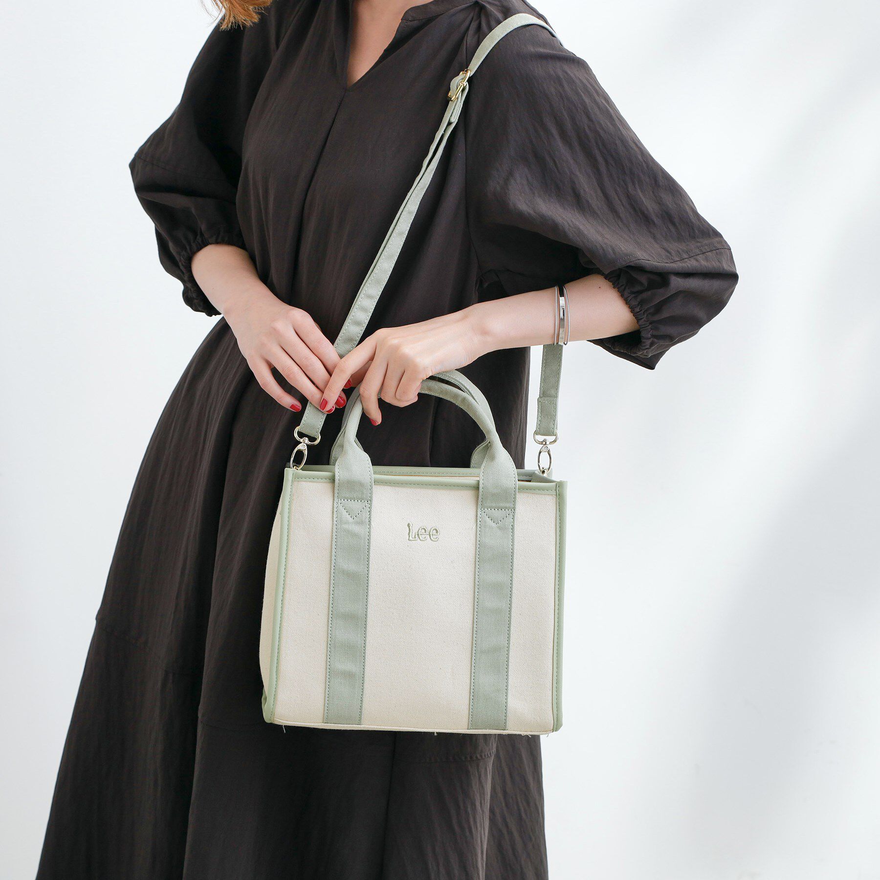 grove「【Lee別注】パイピングスクエア2WAYトート」|トートバッグ|ミント(020)