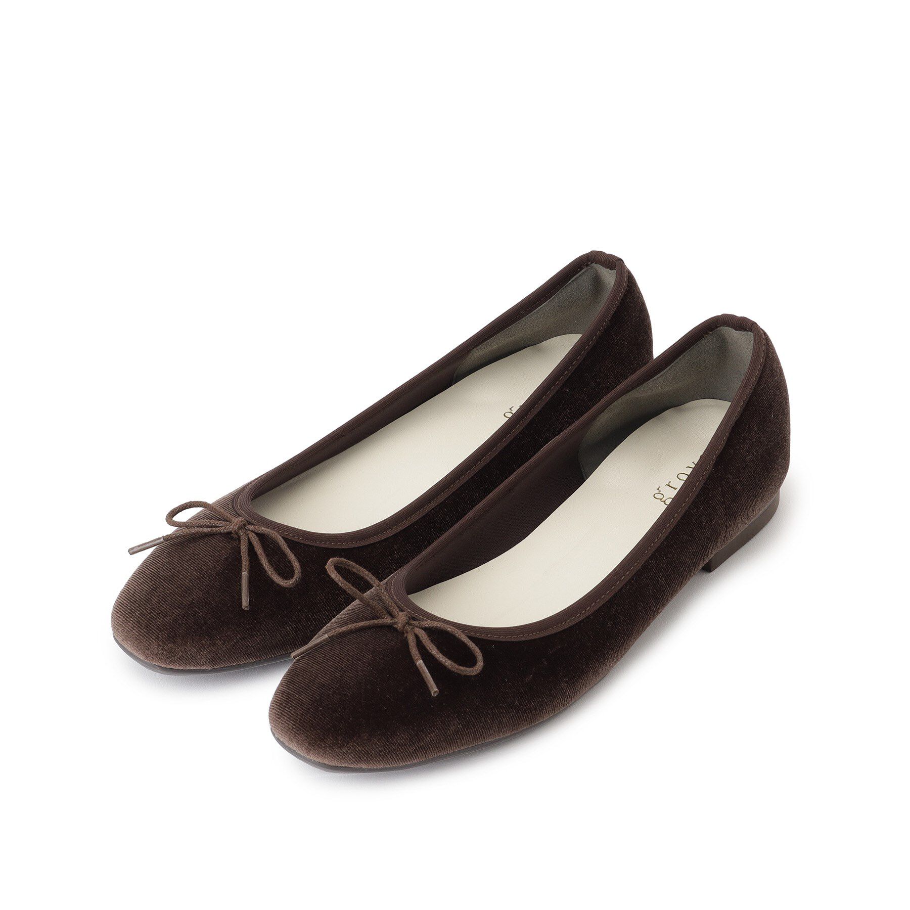 grove「最終お値下げ！！【人間工学】つつまれフィットバレエシューズ （抗菌防臭加工裏地使用）」|その他|ベロアブラウン(44