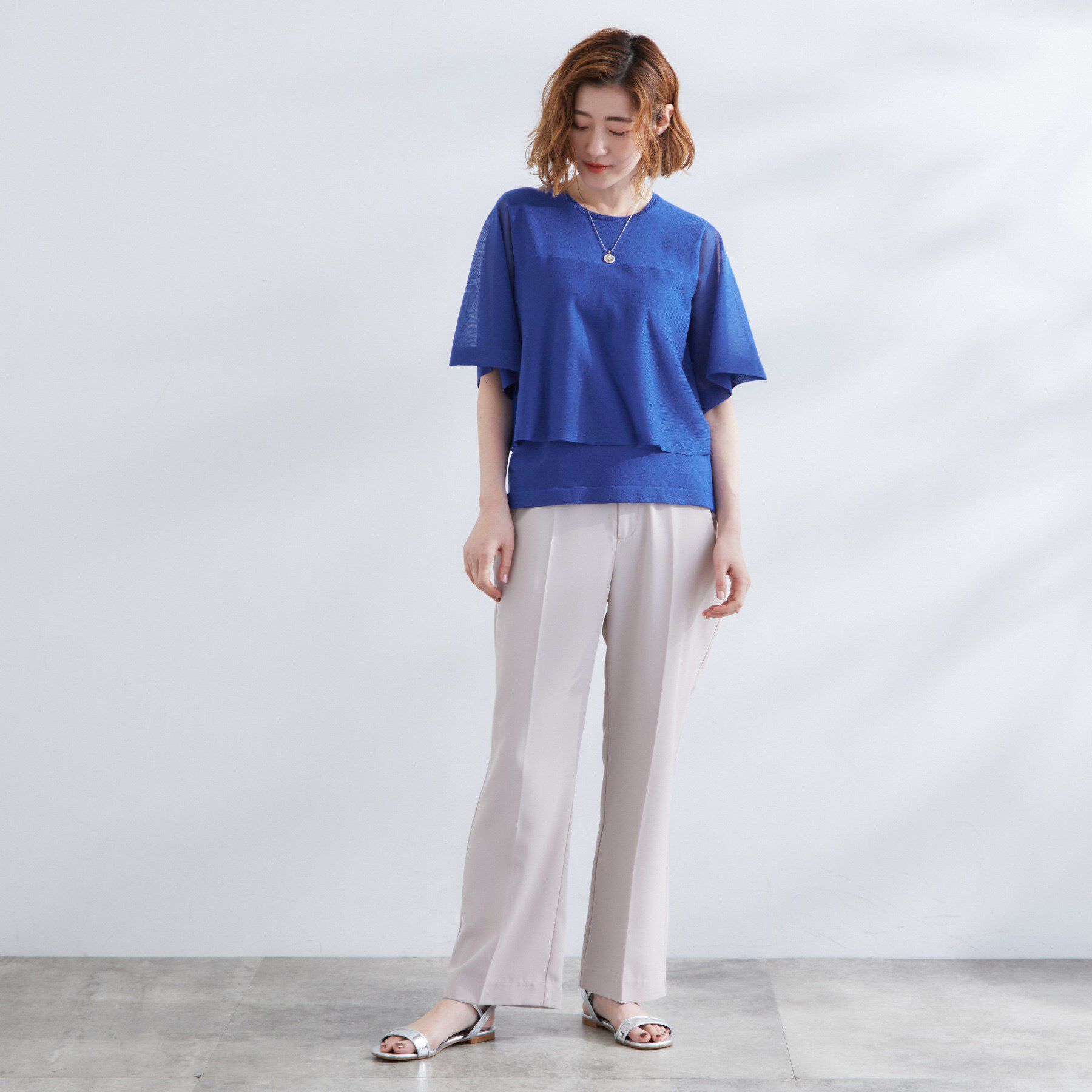 grove「シアーな軽やかさフロントシアーフレアニット」|ニット・セーター|