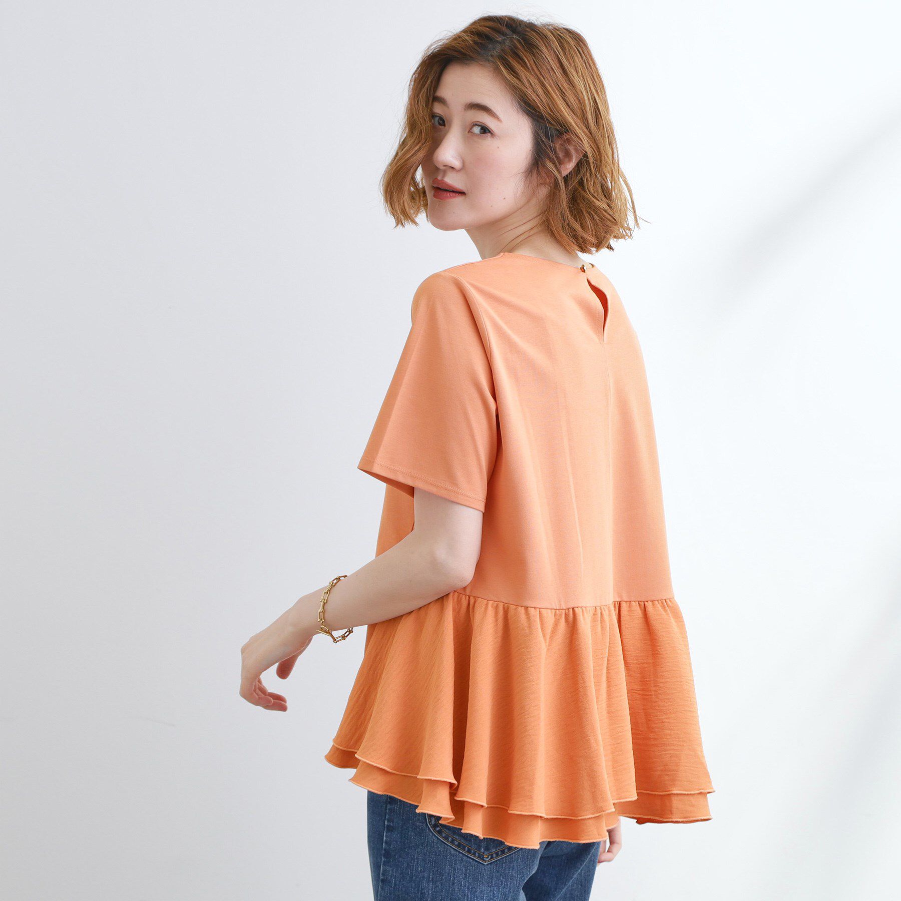 grove「【UV・冷感】布帛使いフレアーTシャツ」|Tシャツ・カットソー|