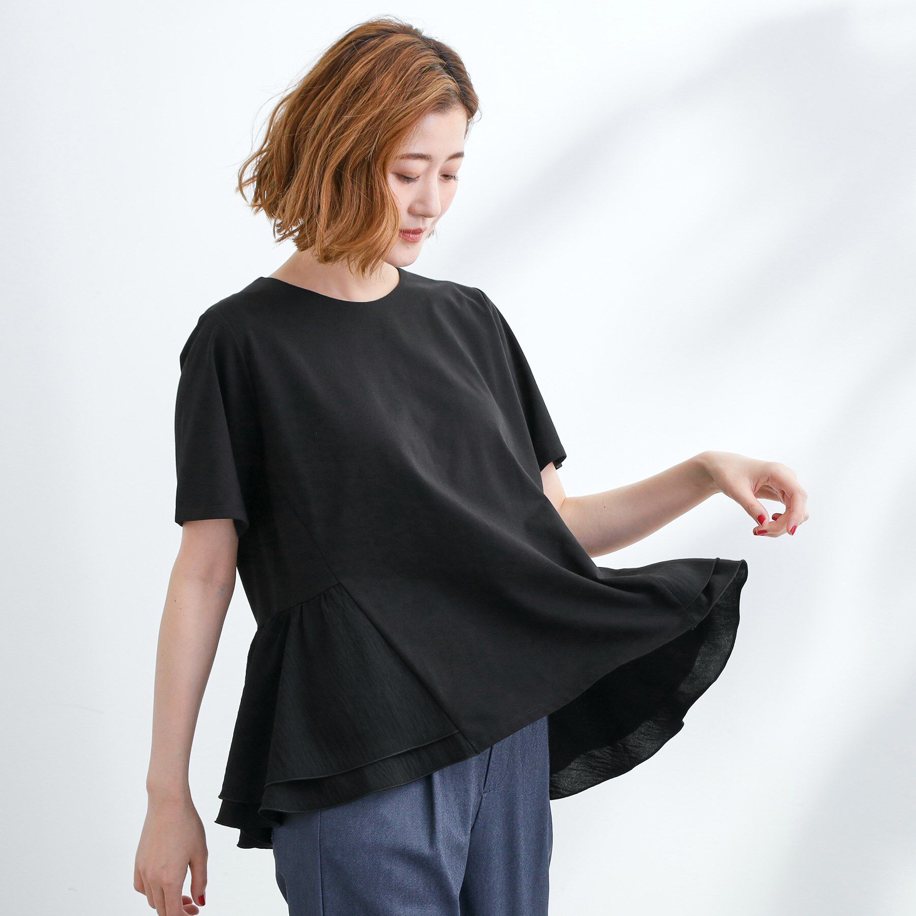 grove「【UV・冷感】布帛使いフレアーTシャツ」|Tシャツ・カットソー|