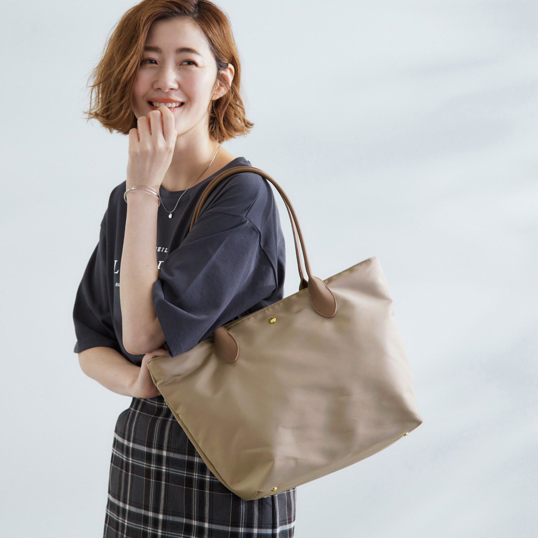 grove「【撥水・軽量】シンプルキャリーオントート」|トートバッグ|ライトベージュ(05