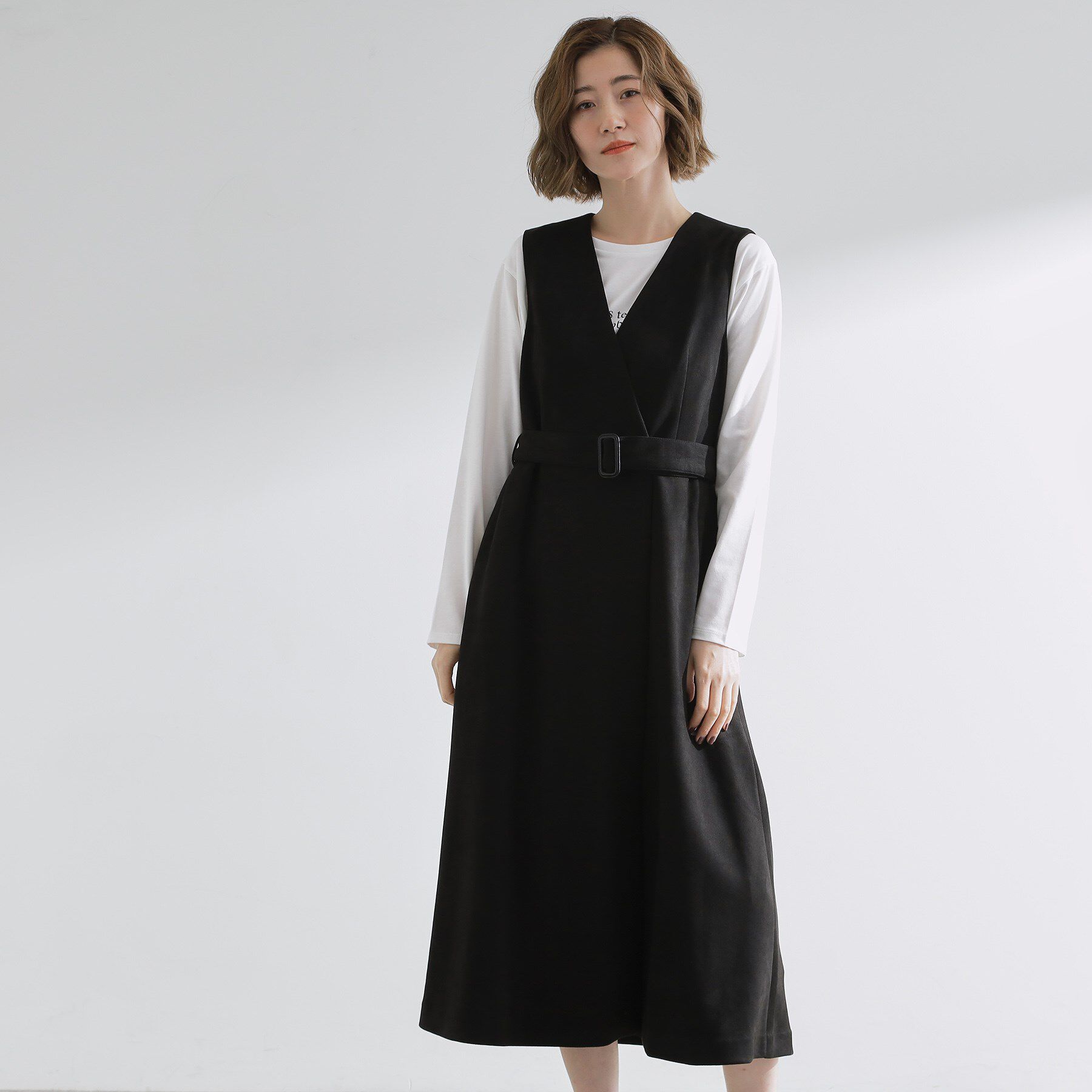 grove「【2WAY】スウェード調ジレワンピース」|ワンピース|