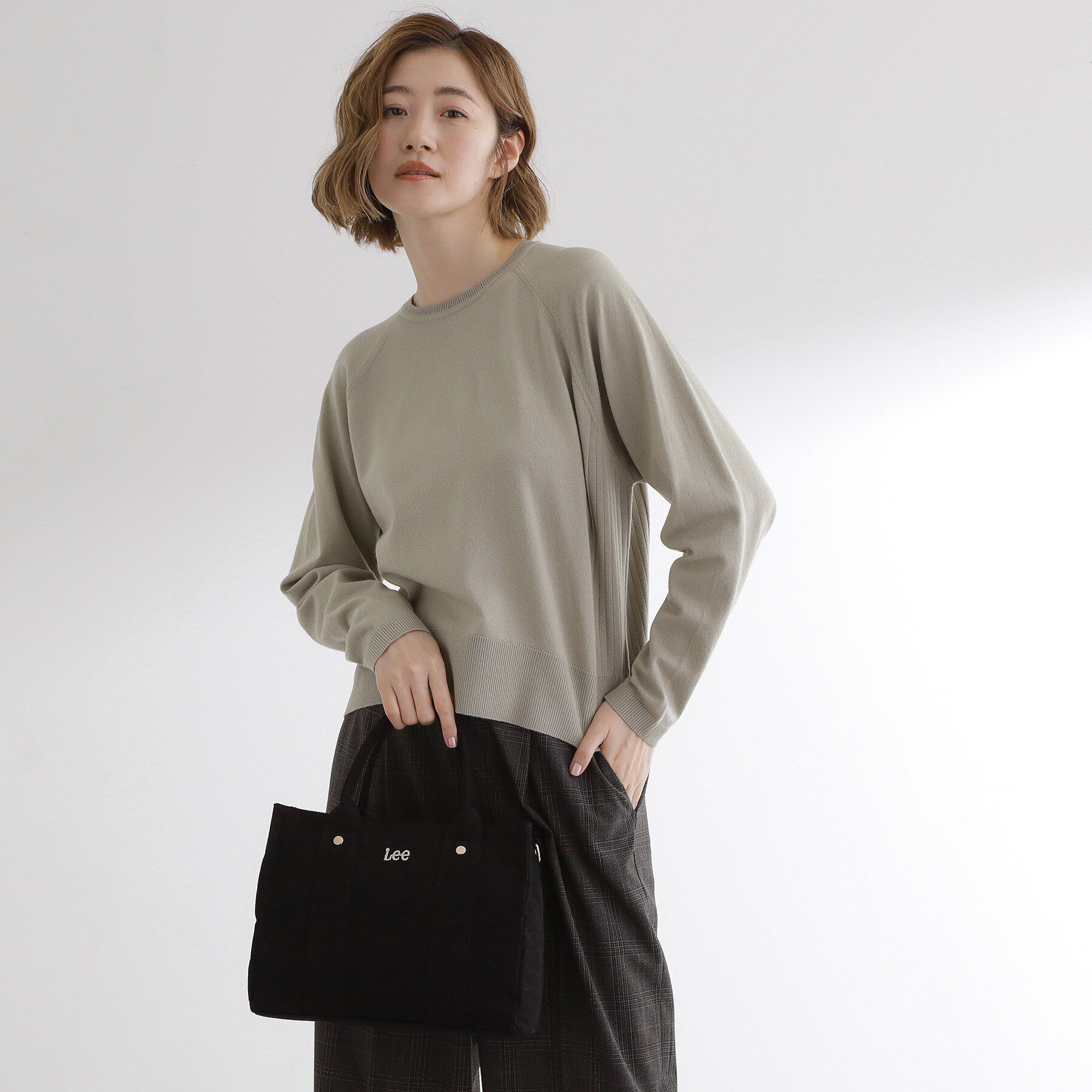 grove「【Lee別注】コーデュロイスクエアトート」|トートバッグ|ブラック(019)