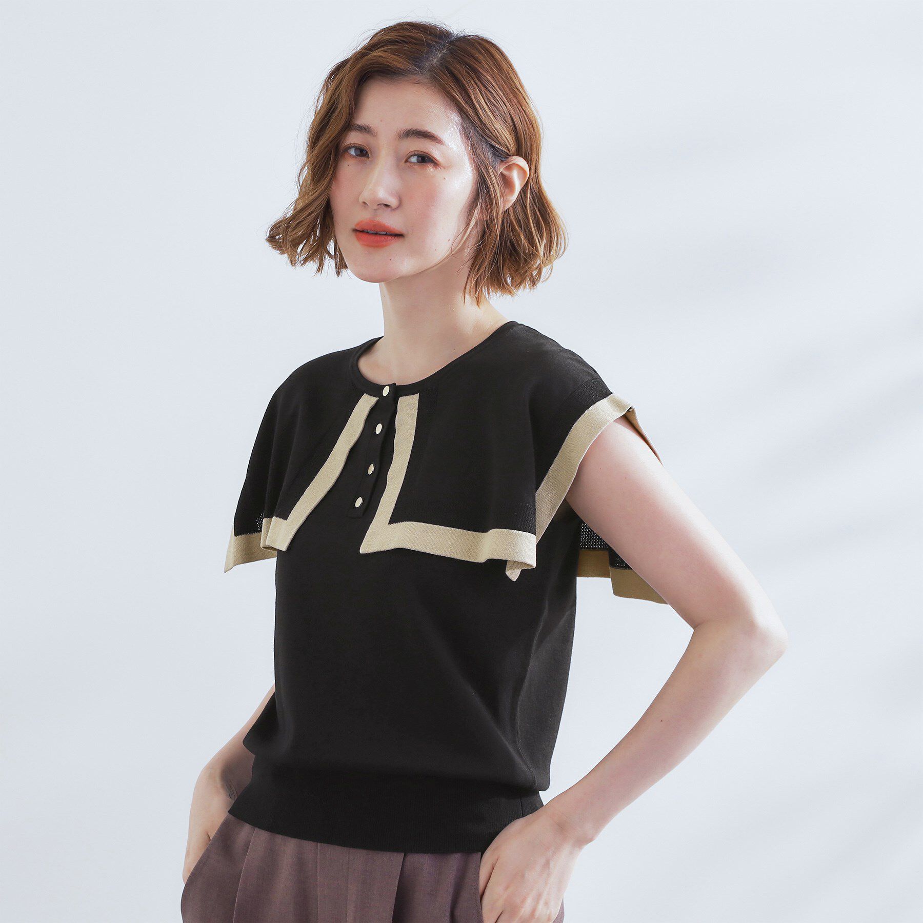 grove「【ひんやり/UVカット】大人の可愛さ　セーラーカラーニット」|ニット・セーター|