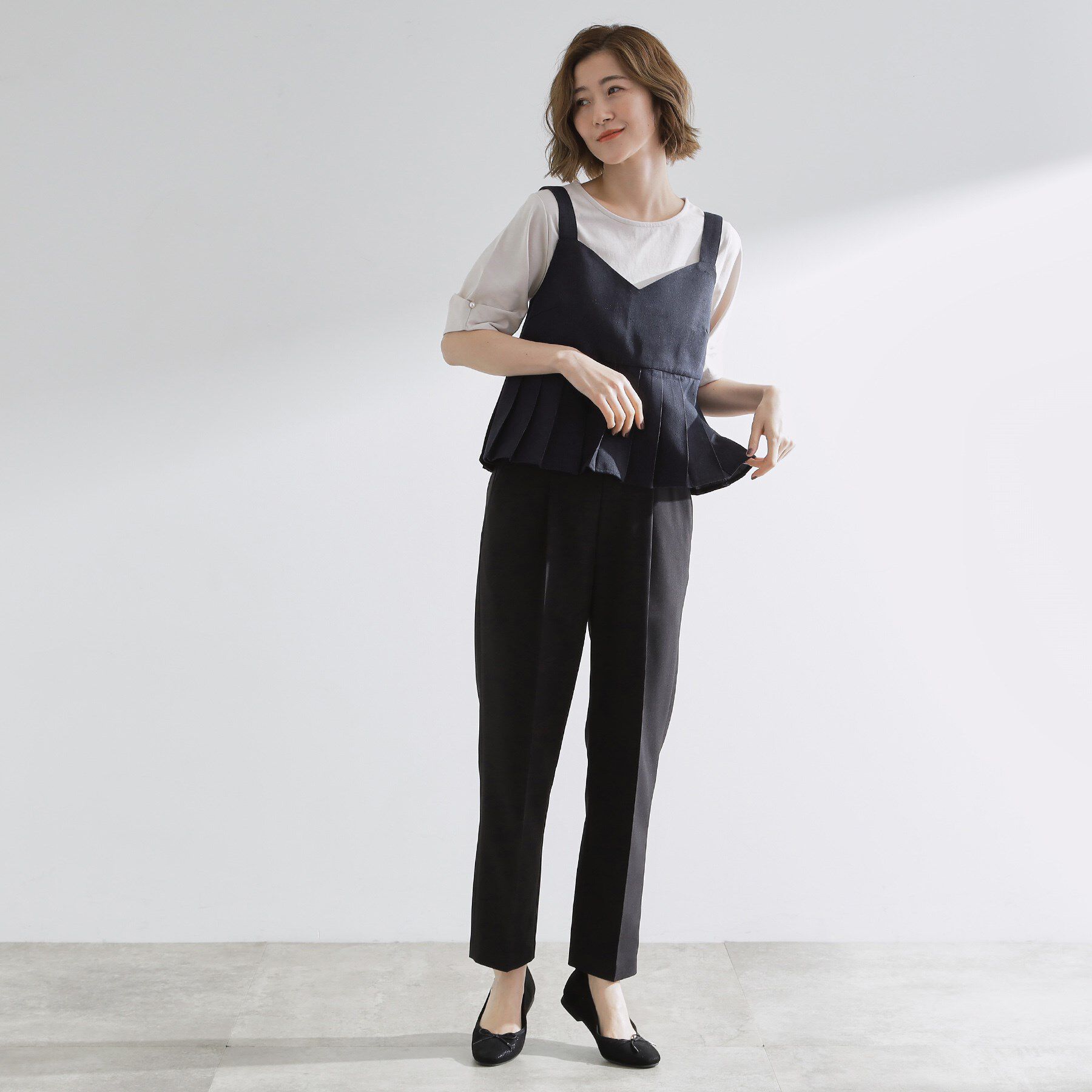 grove「【2点SET/体型カバー】夏から秋まで着まわせる！プリーツビスチェセットアップ」|スーツ|