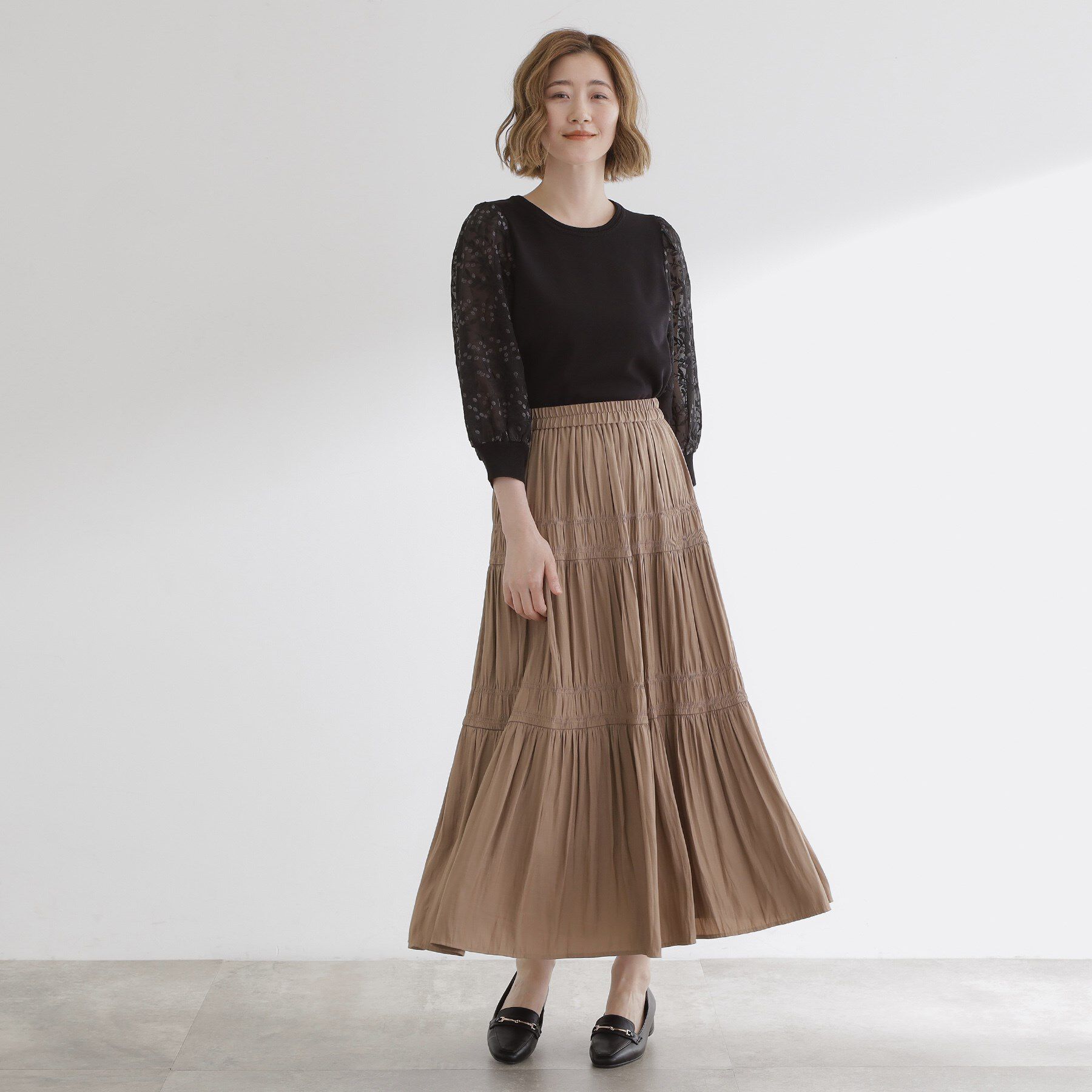 grove「【二の腕カバー】繊細さと上品さをまとう袖刺繍プルオーバーニット」|ニット・セーター|