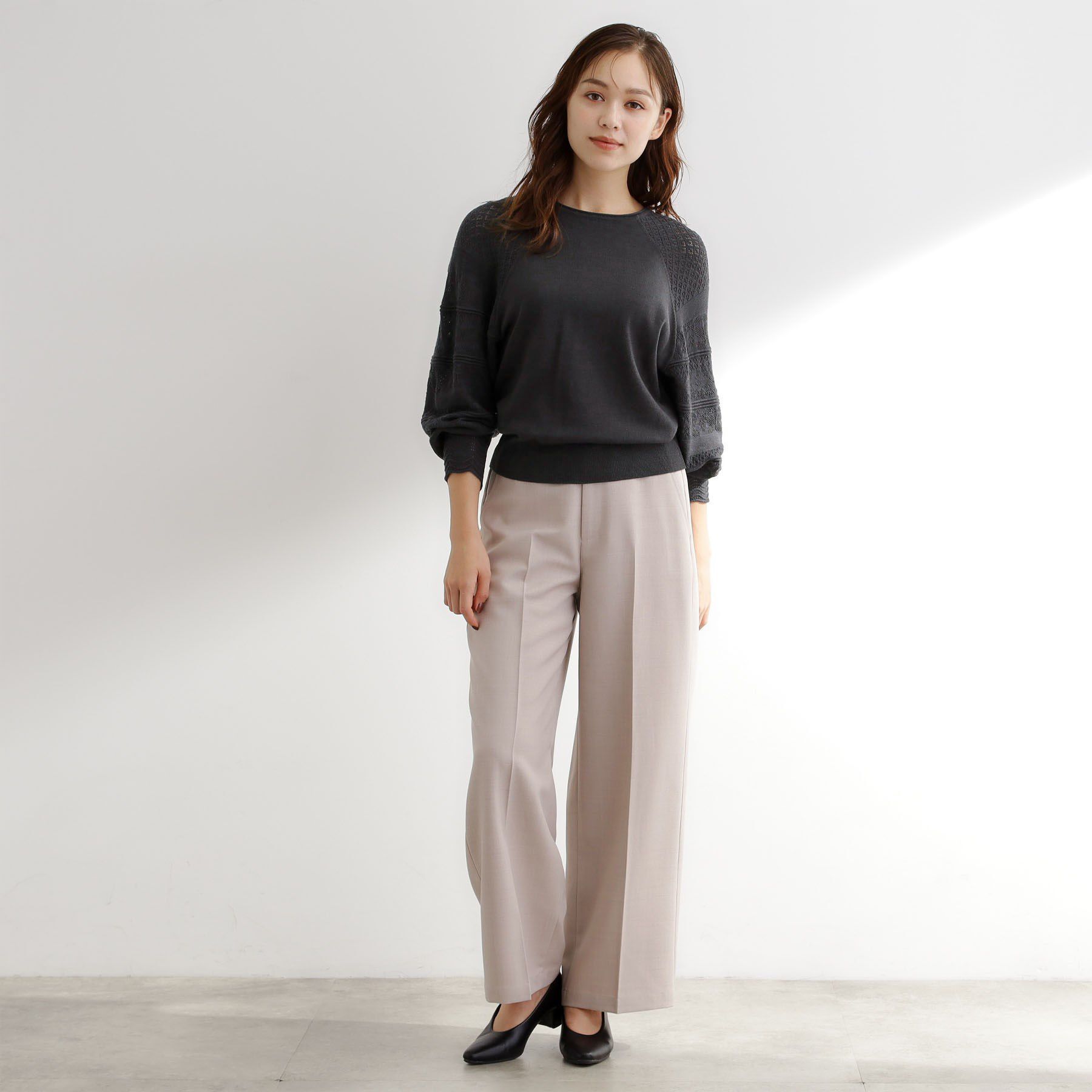 grove「【最終お値下げ！！】袖レース編みラグランスリーブニット」|ニット・セーター|