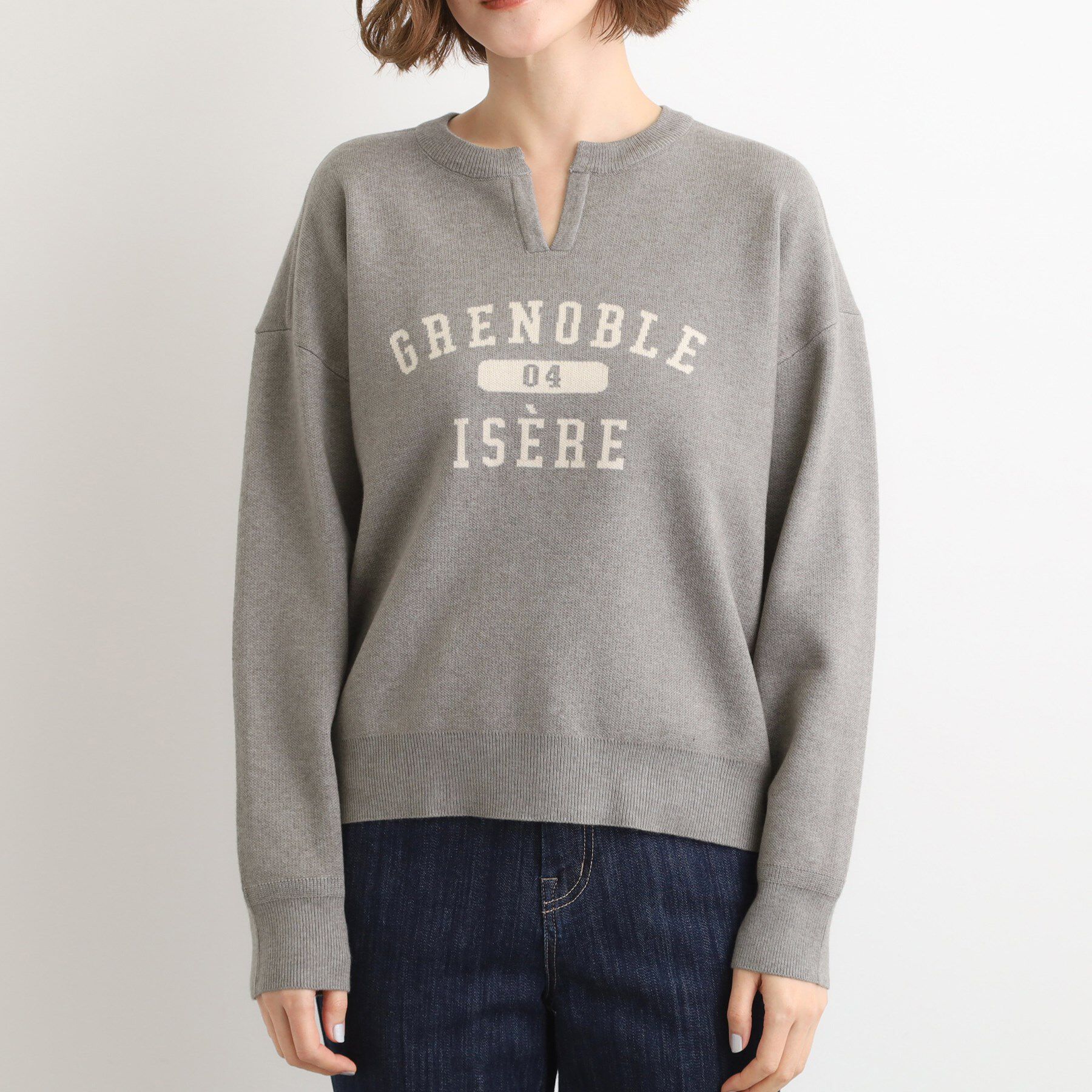 grove「カレッジロゴキーネックニット」|ニット・セーター|