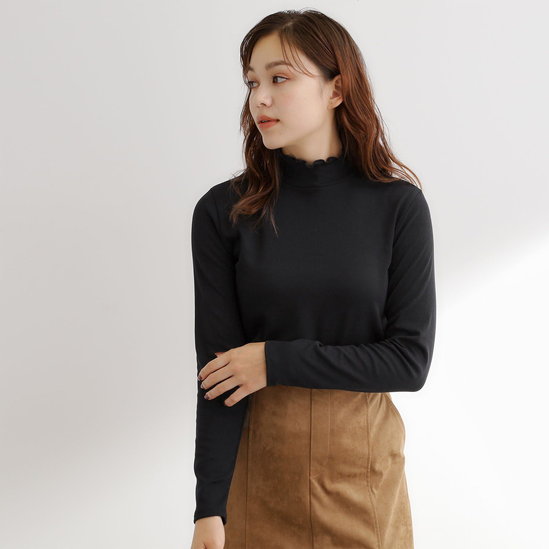 grove「毎日にちょうどいい、テレコメロータートルネック」|Tシャツ・カットソー|ブラック(019)