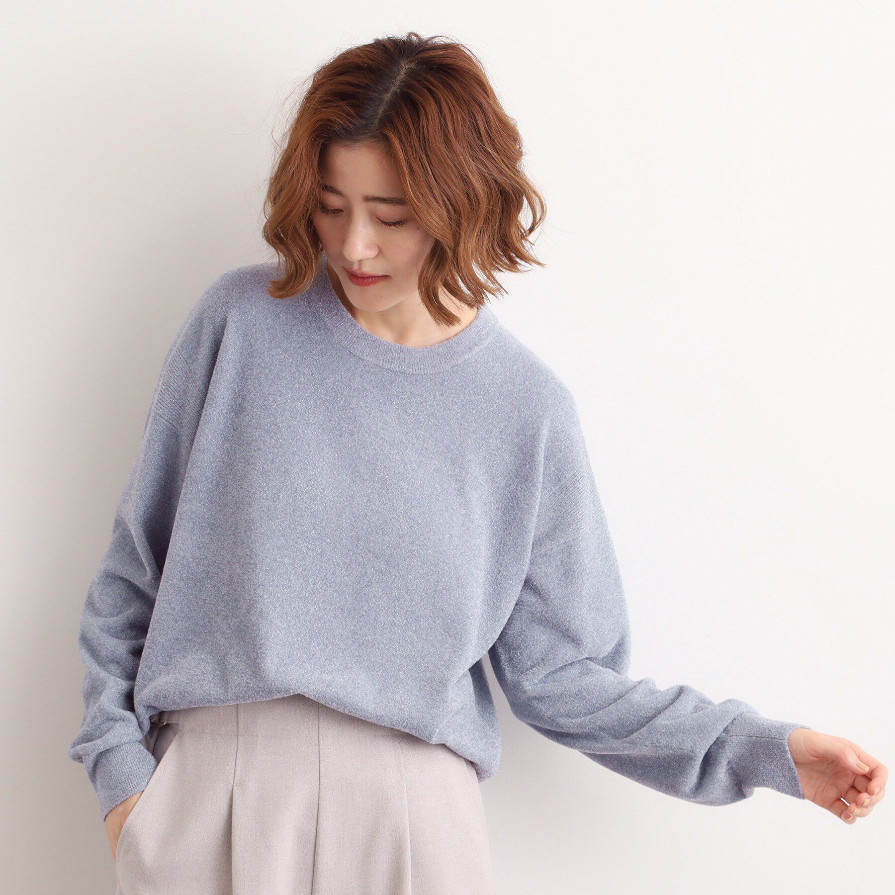 grove「ラメモールヤーンプルオーバーニット」|ニット・セーター|ブルー(091)