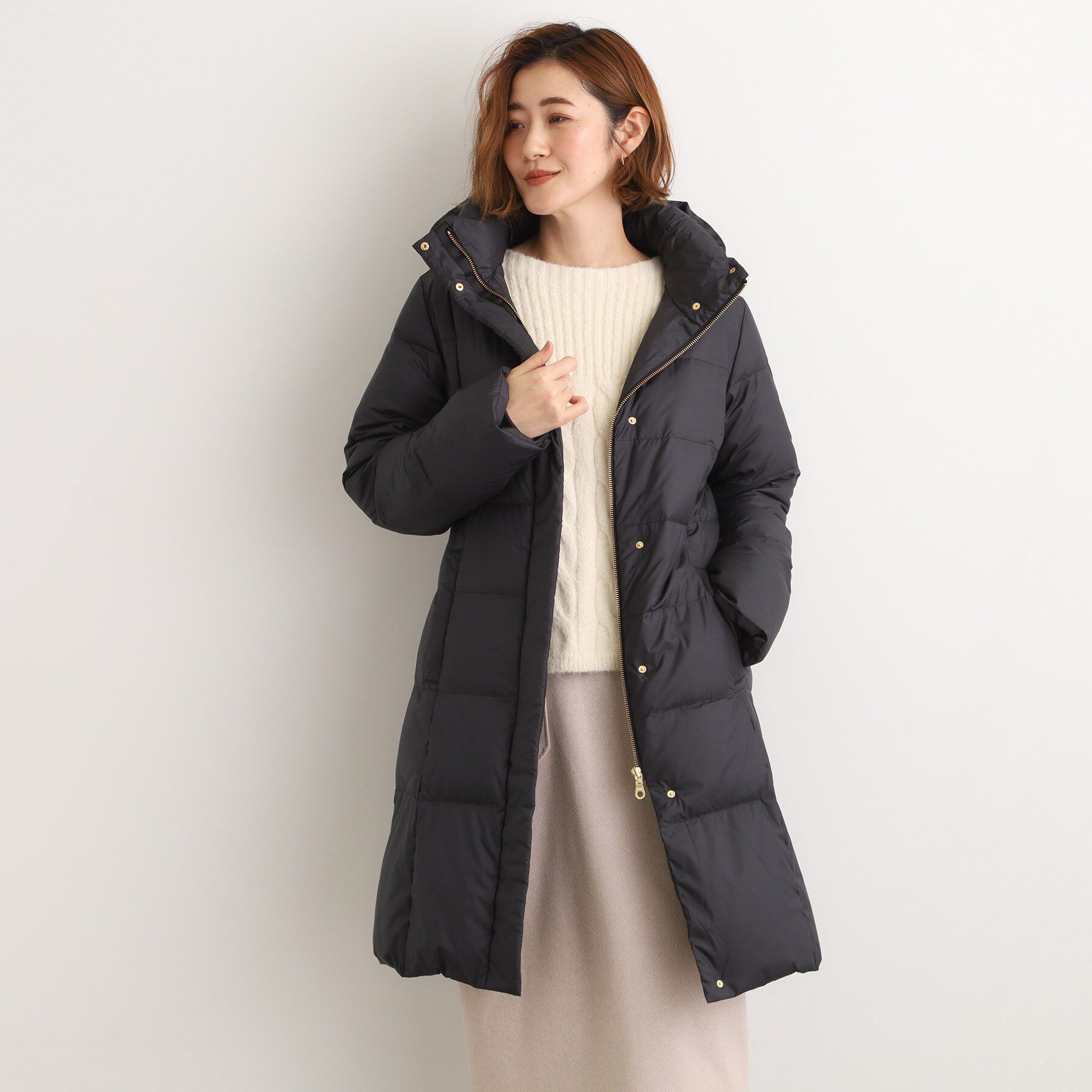 grove「【名品アウター/800FP・多機能】つつまれダウンロング」|ダウン|ブラック(019)