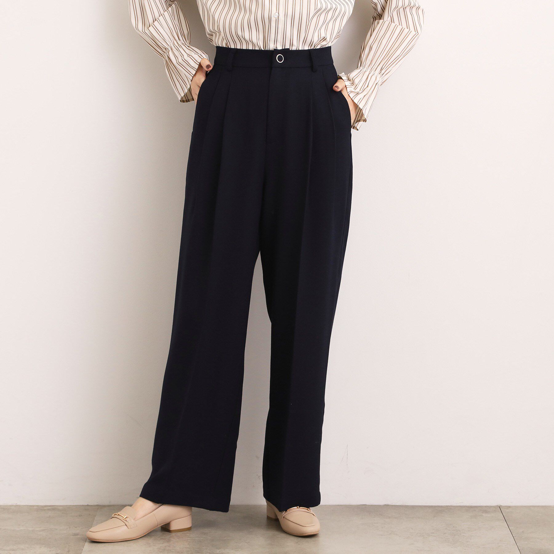 grove「ツータックワイドパンツ」|その他|ネイビー(094)