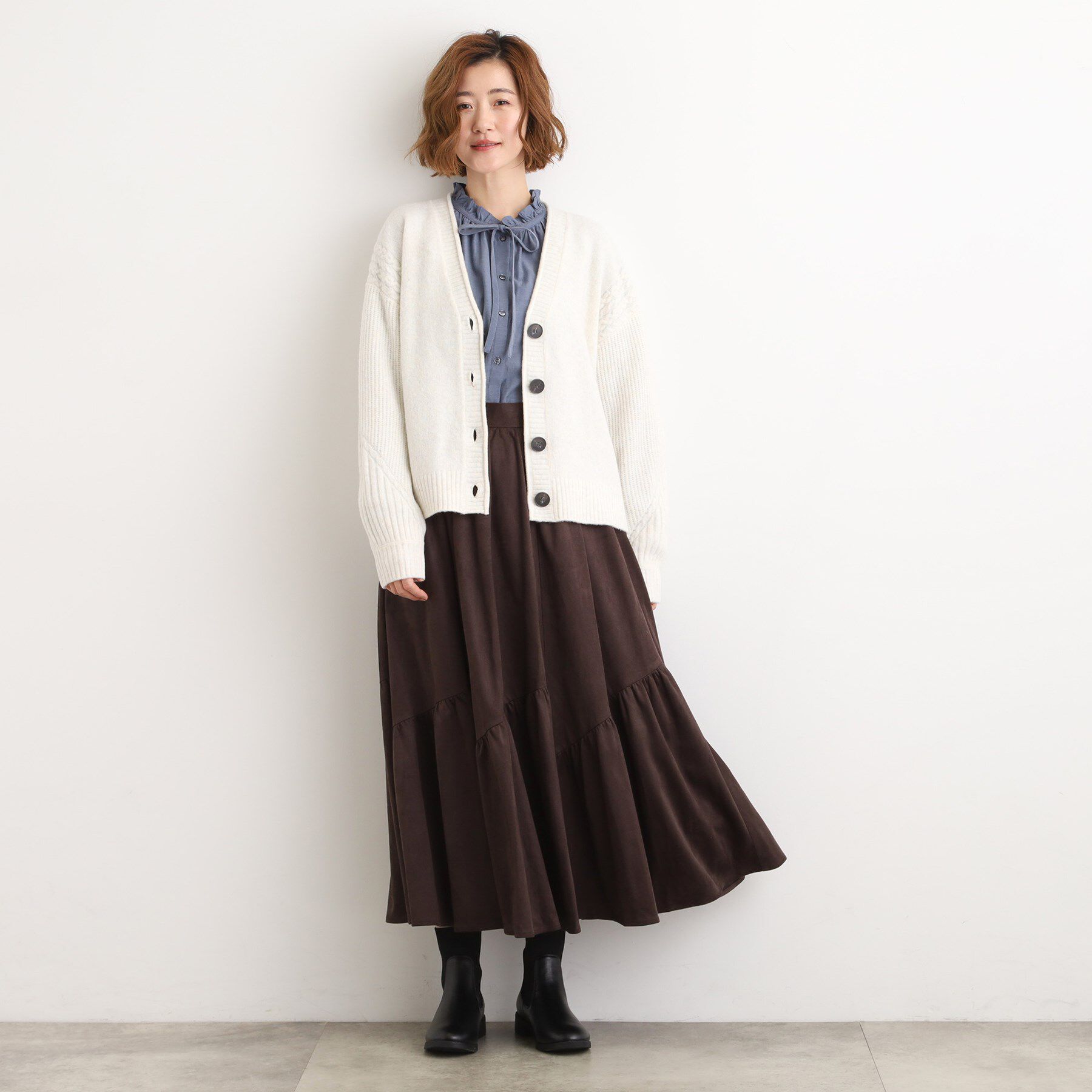 grove「ケーブルアクセント Vネックカーディガン」|カーディガン|