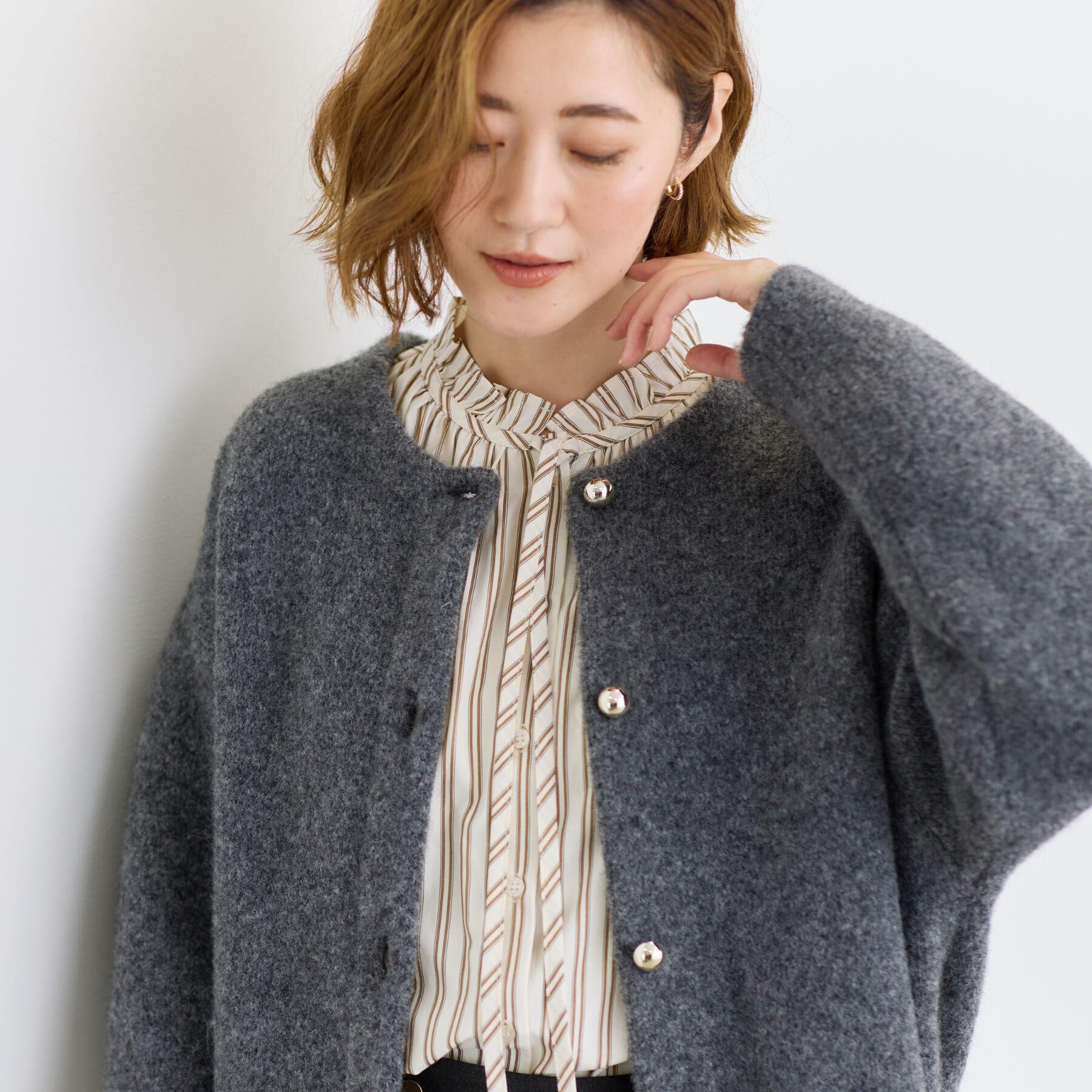 grove「ふっくらやわらかく、毛混オーバーニットカーディガン」|カーディガン|