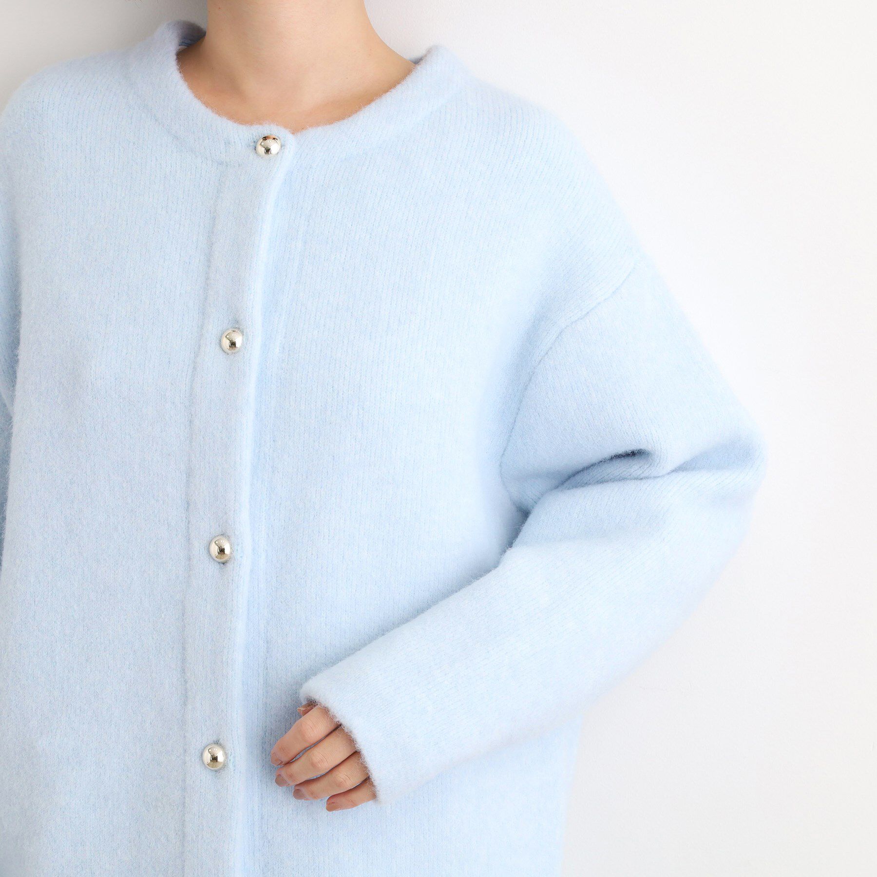 grove「ふっくらやわらかく、毛混オーバーニットカーディガン」|カーディガン|