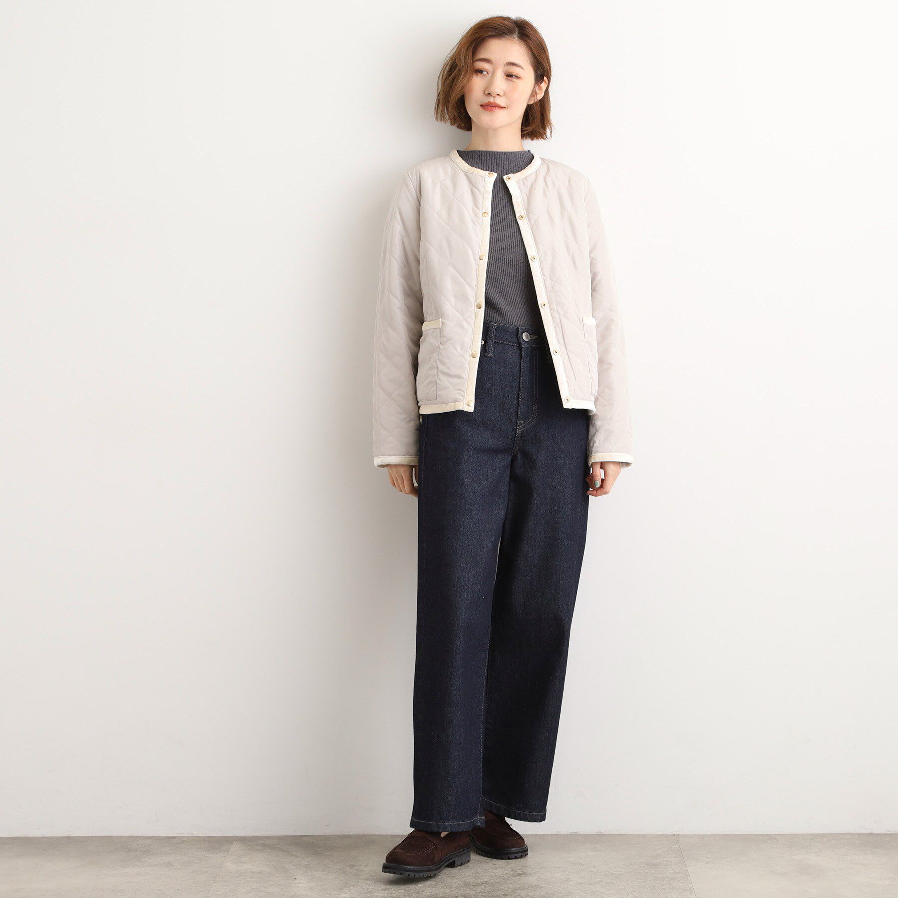 grove「【2WAY・リバーシブル】一枚でチェック柄も無地も！キルトジャケット」|ブルゾン・スタジャン|