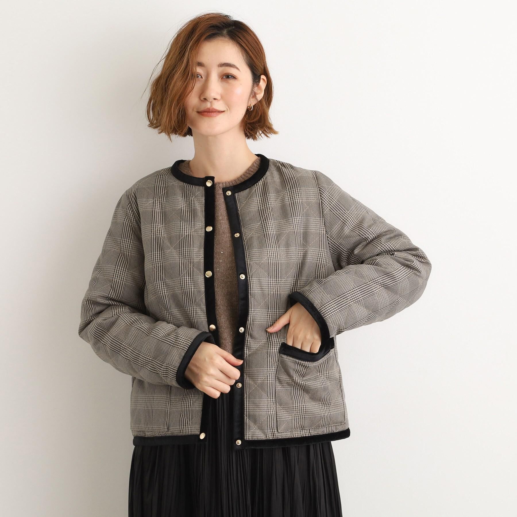 grove「【2WAY・リバーシブル】一枚でチェック柄も無地も！キルトジャケット」|ブルゾン・スタジャン|