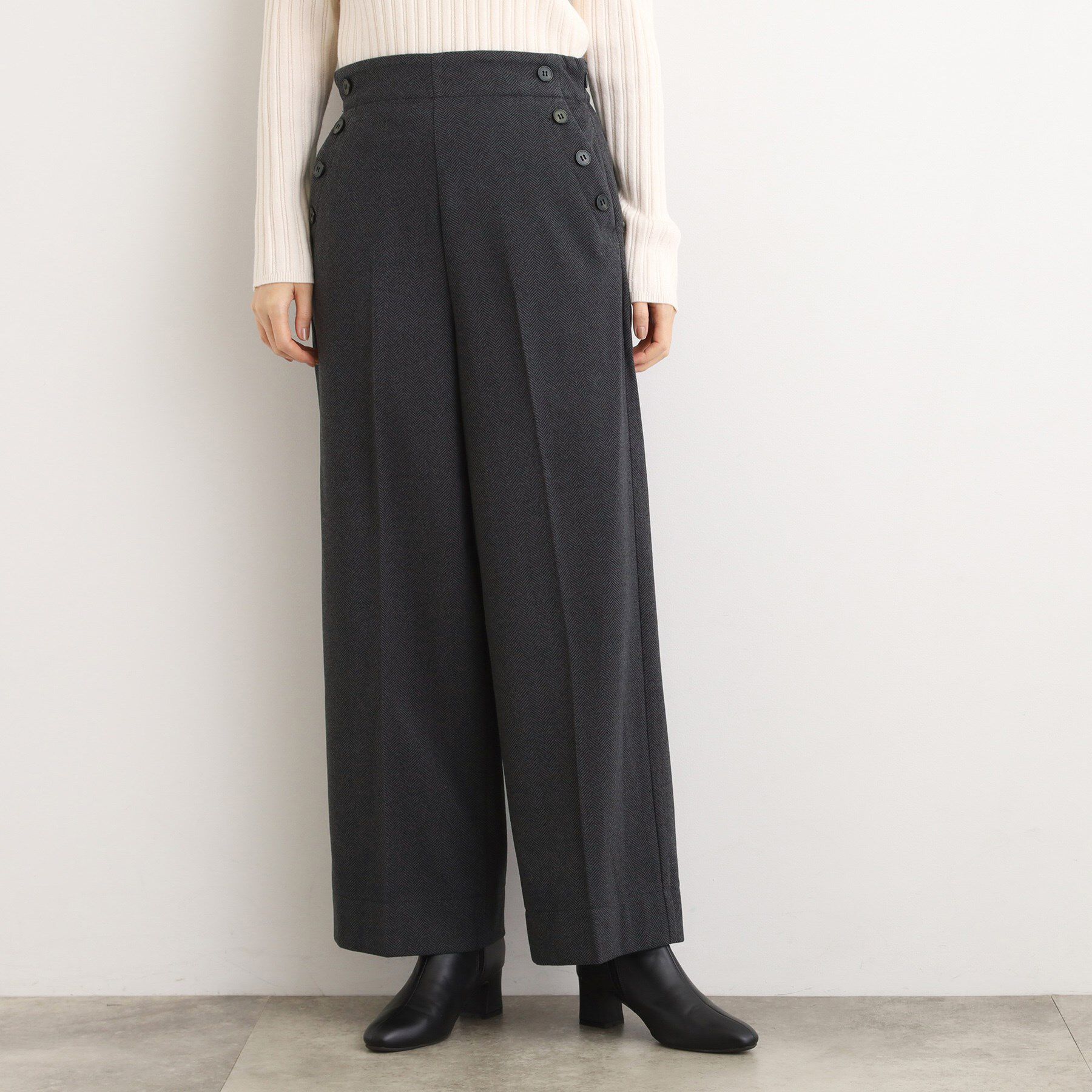 grove「【洗える/あったか】美シルエットなマリンワイドパンツ」|その他|ダークグレー(414