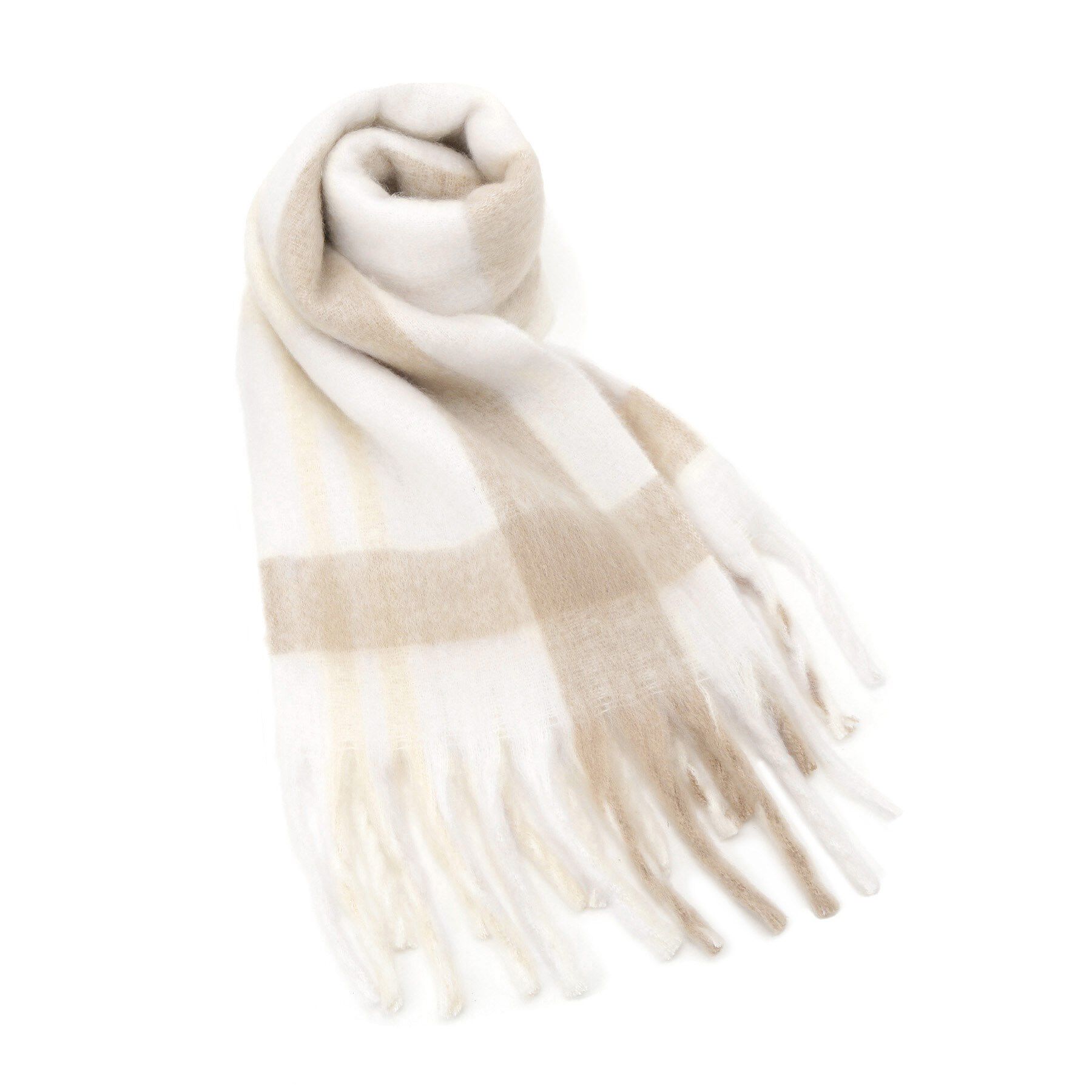 grove「ボリュームフリンジチェックマフラー」|ストール|