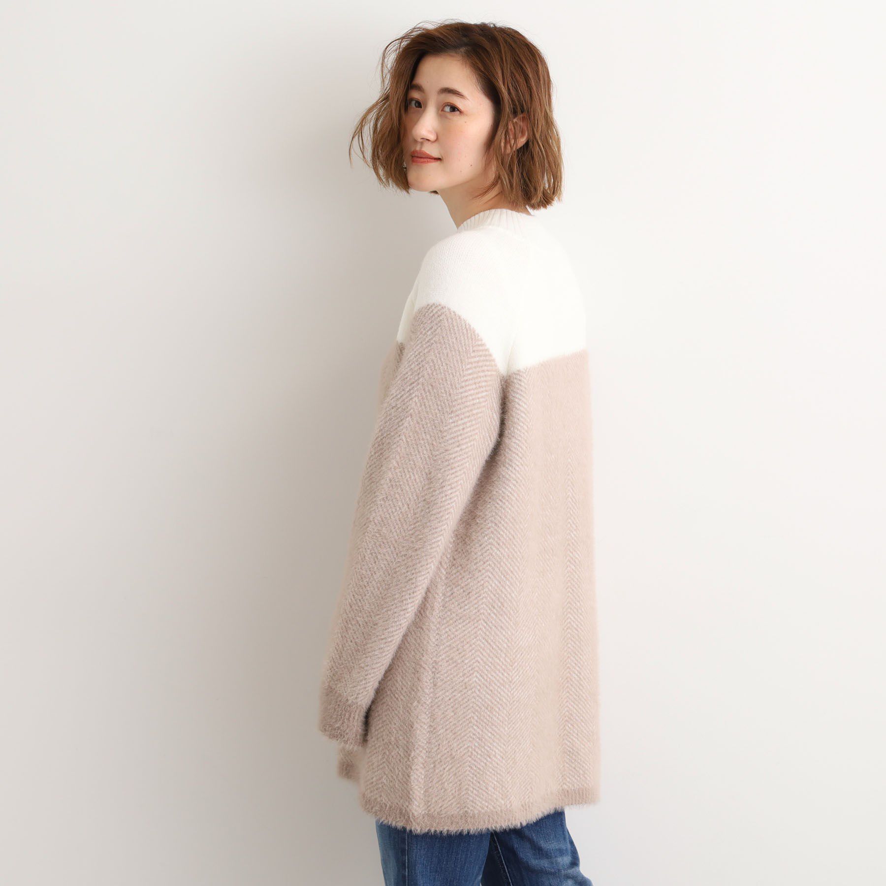 grove「ヘリンボーンジャカードチュニック」|ニット・セーター|