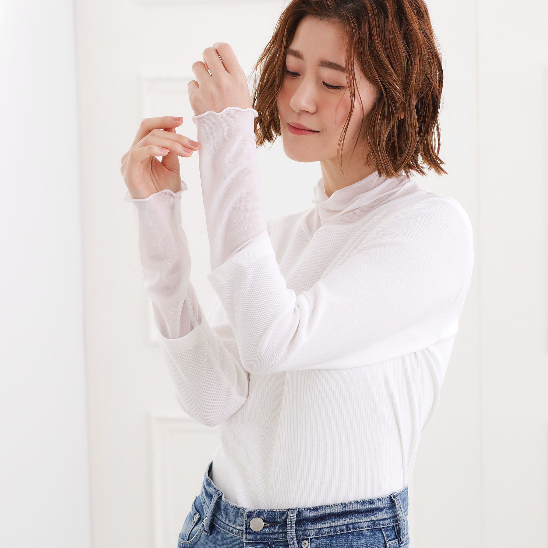 grove「シアー切替ハイネックプルオーバー」|Tシャツ・カットソー|