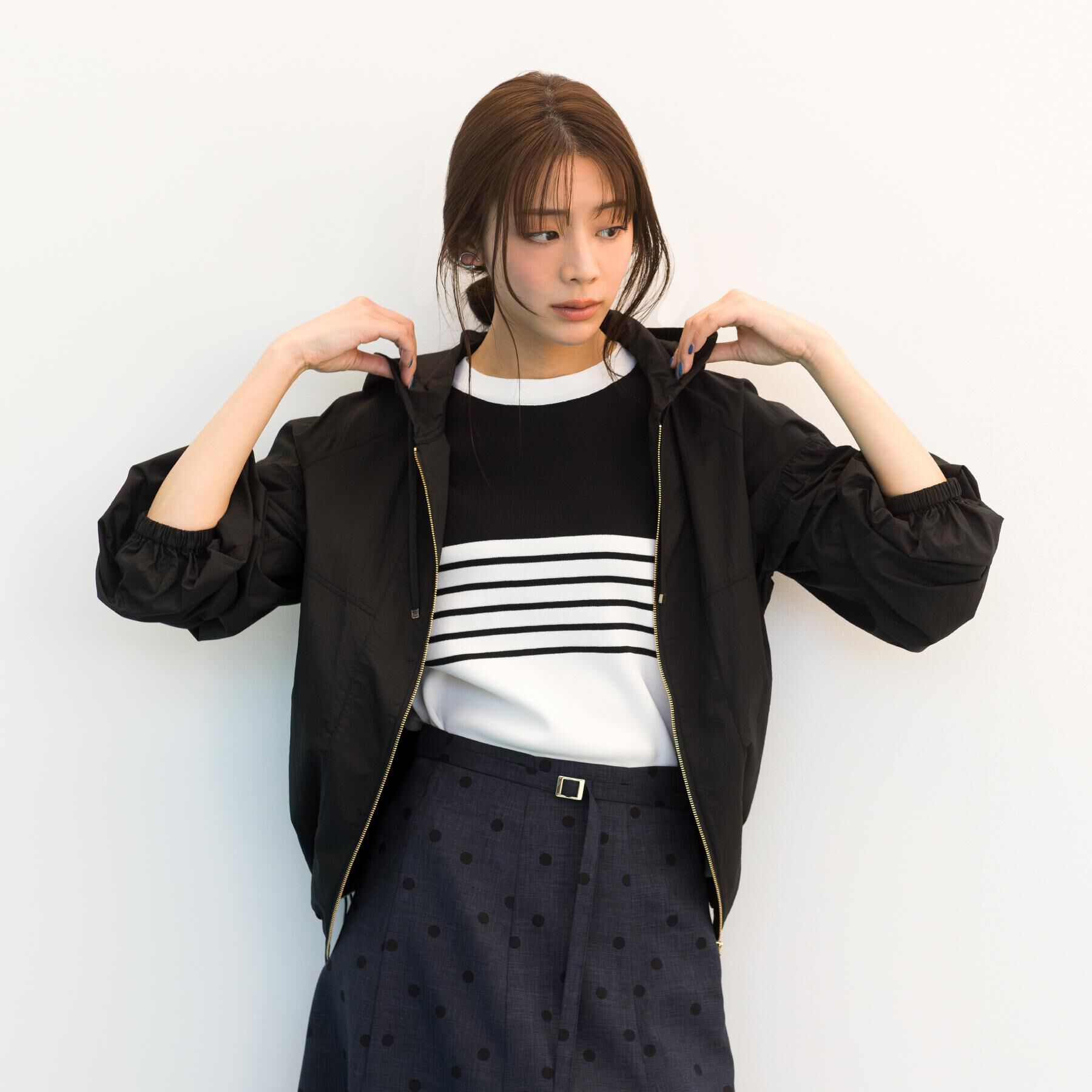 grove「【貴島明日香さん着用】やわらかドライタッチ 袖メッシュ編みニット」|ニット・セーター|