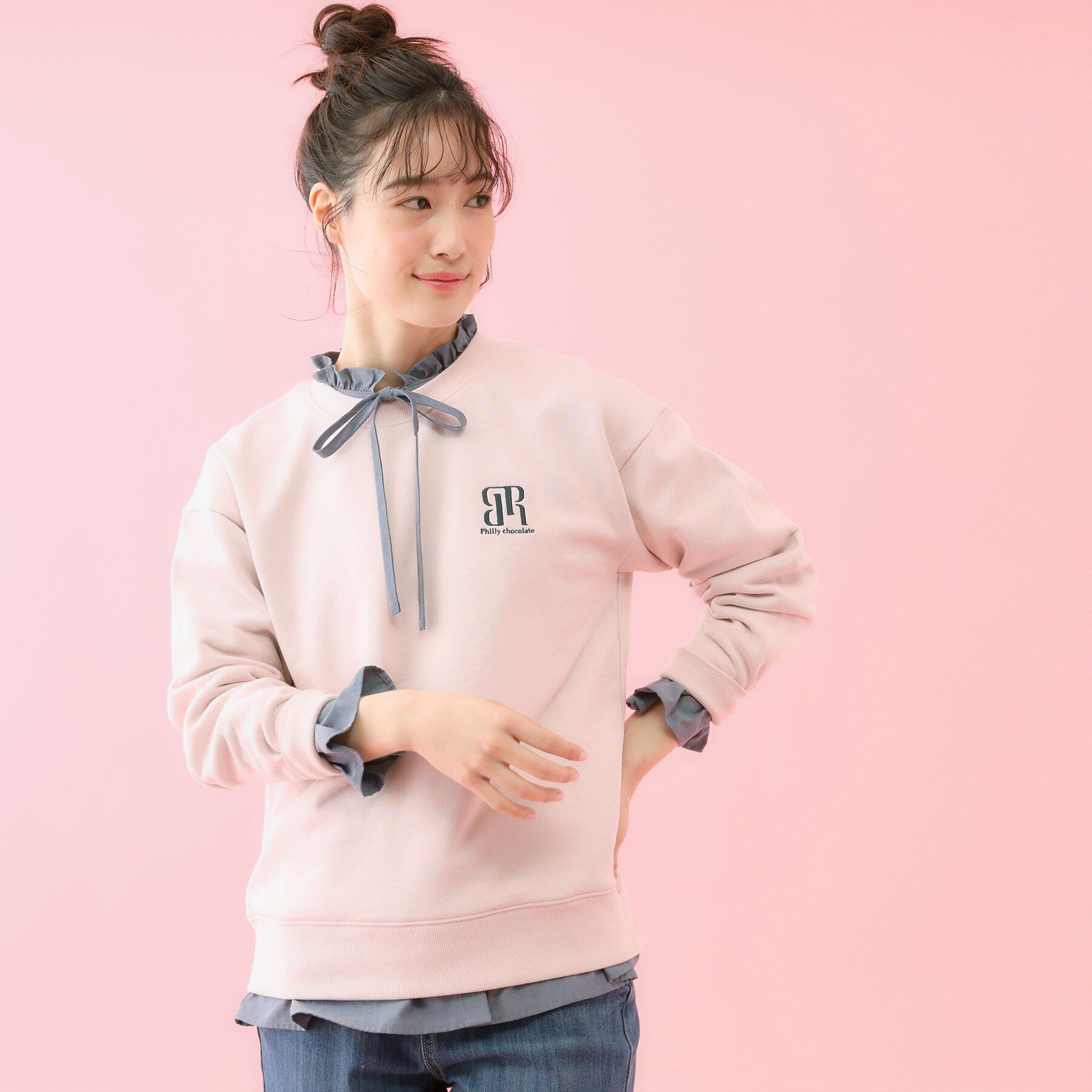 grove「【コラボITEM】Philly Chocolate 裏毛プルオーバー」|パーカー|ライトピンク(070