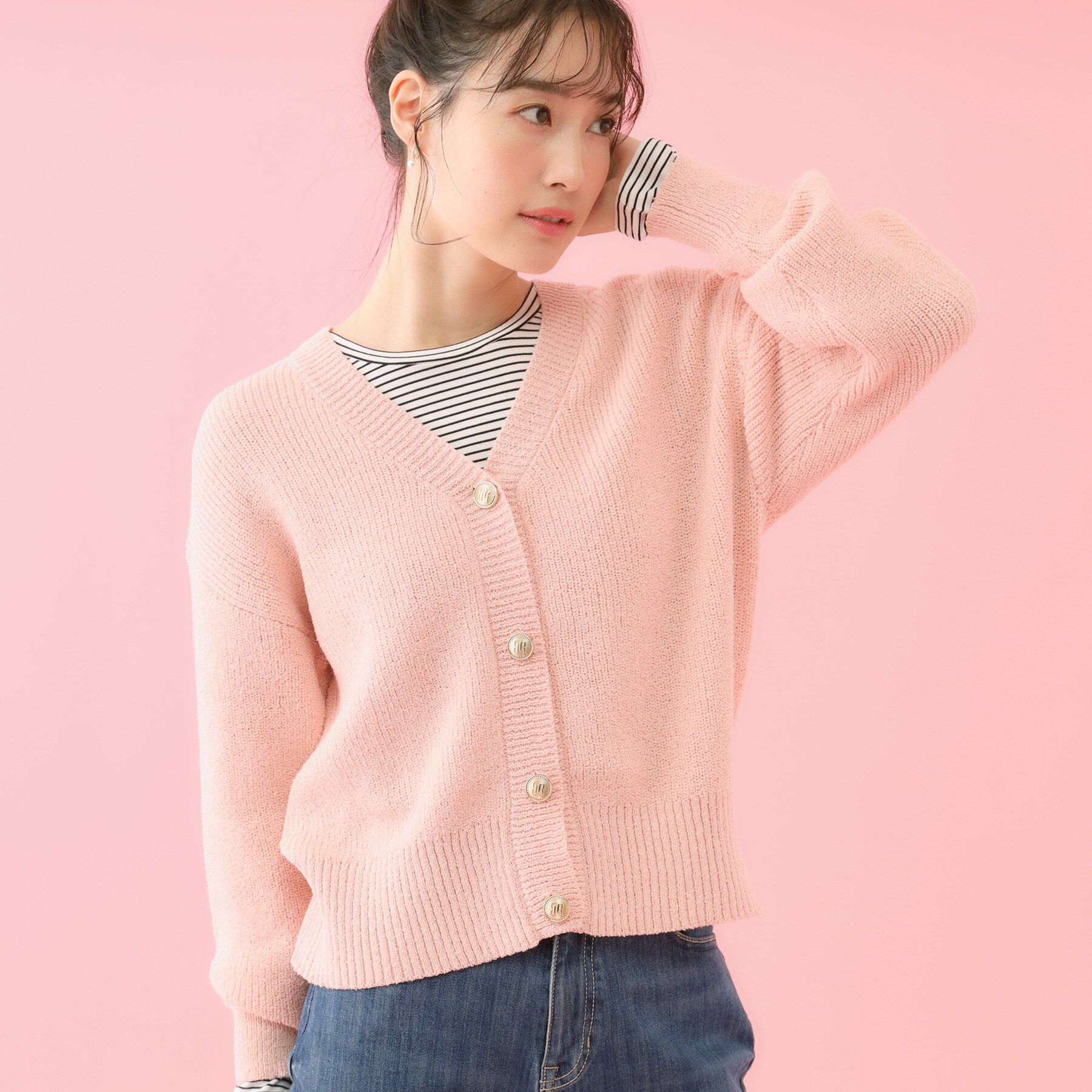 grove「【コラボITEM】Philly Chocolate ブークレカーディガン」|カーディガン|ライトピンク(070