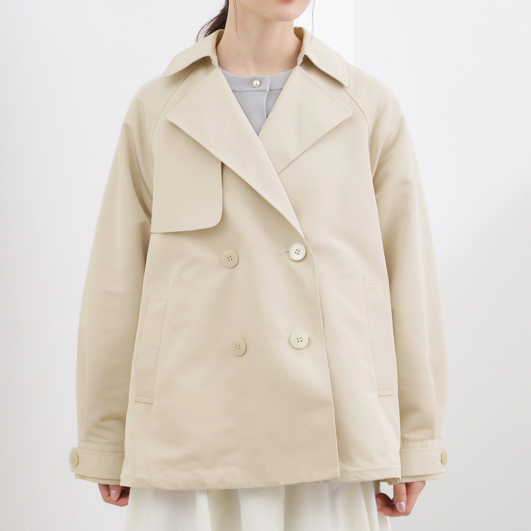 grove「【貴島明日香さん着用】【撥水／シルエット2WAY】軽やかミドルトレンチコート」|トレンチコート|