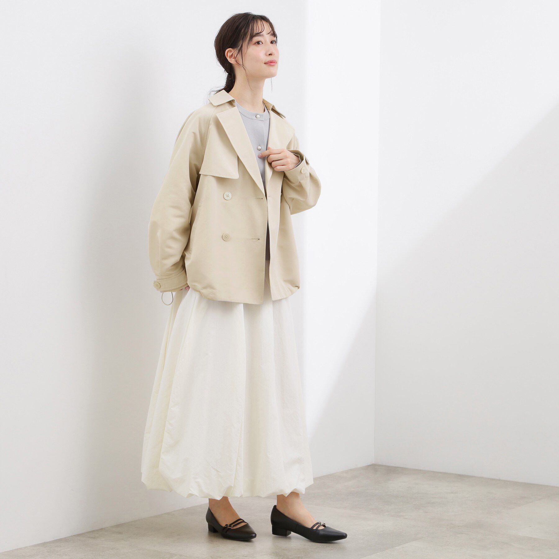 grove「【貴島明日香さん着用】【撥水／シルエット2WAY】軽やかミドルトレンチコート」|トレンチコート|