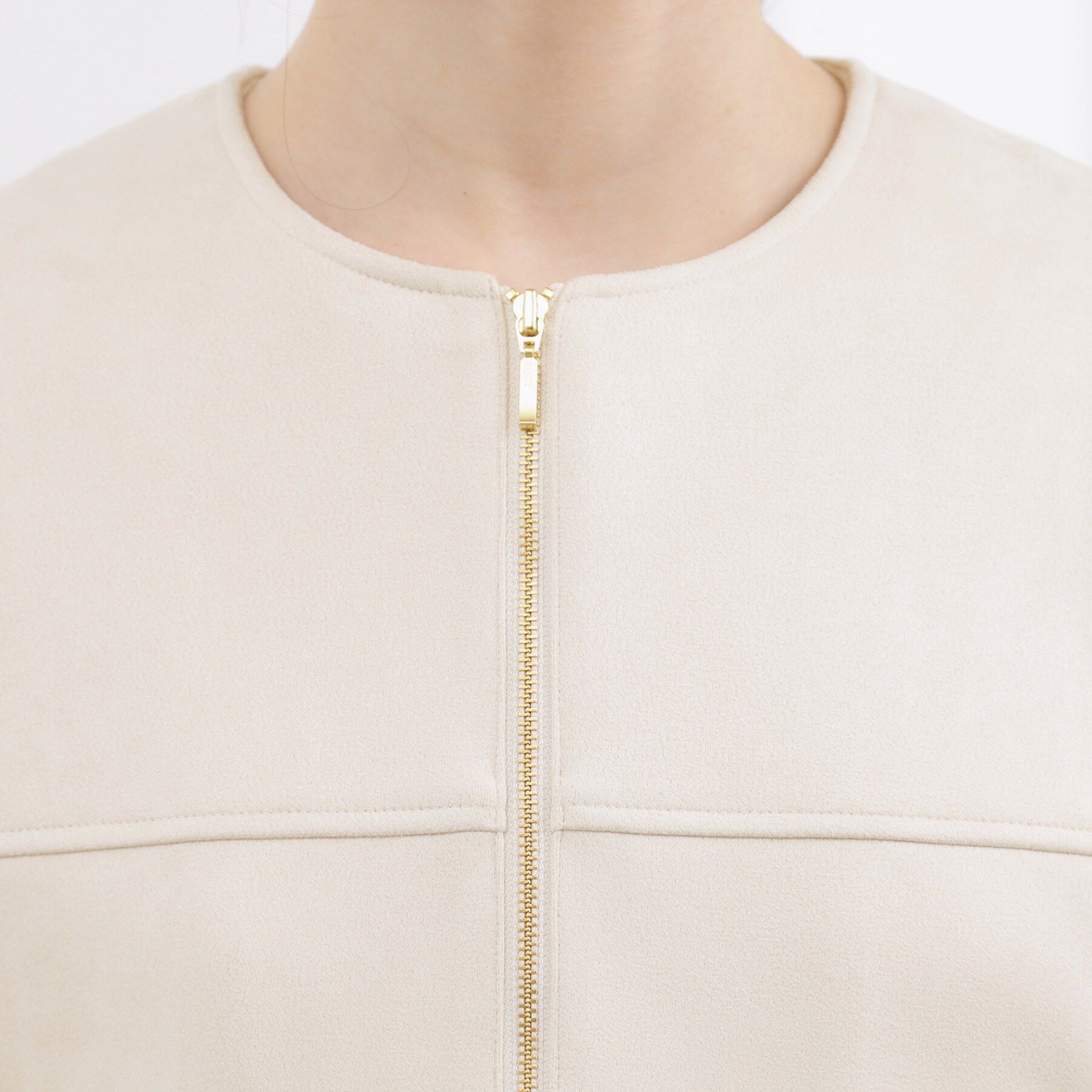 grove「スエードライク ノーカラーブルゾン」|ノーカラージャケット|