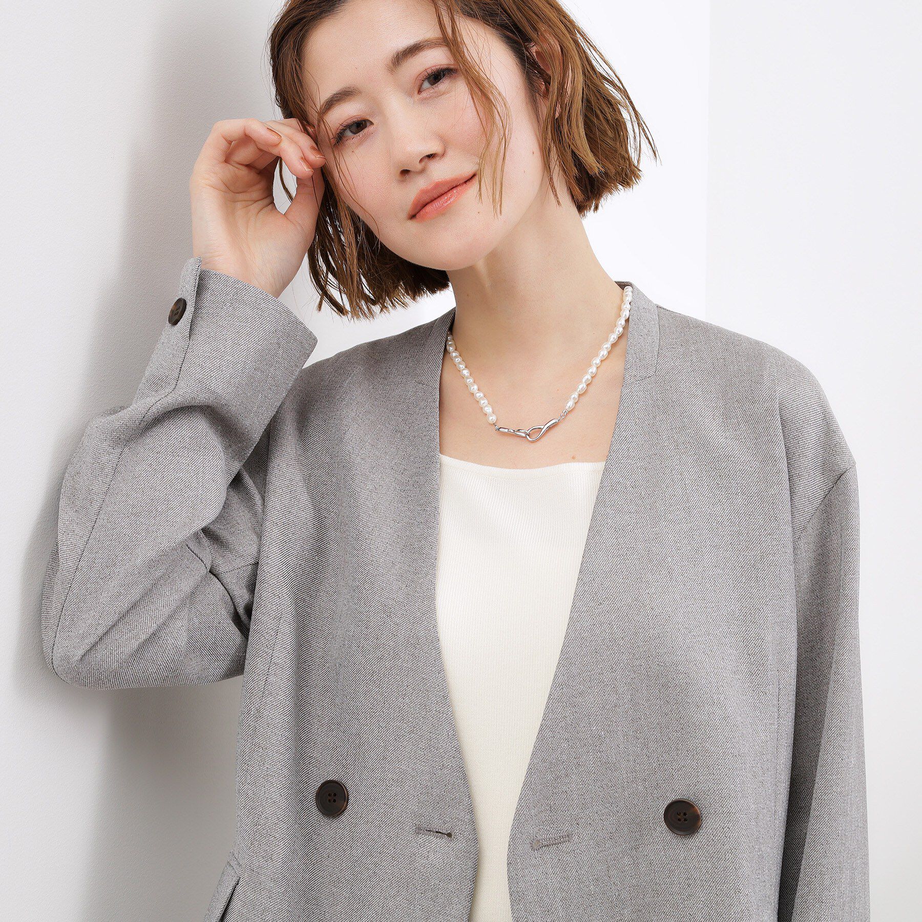 grove「バロックパール調メタルクラスプネックレス」|ネックレス|