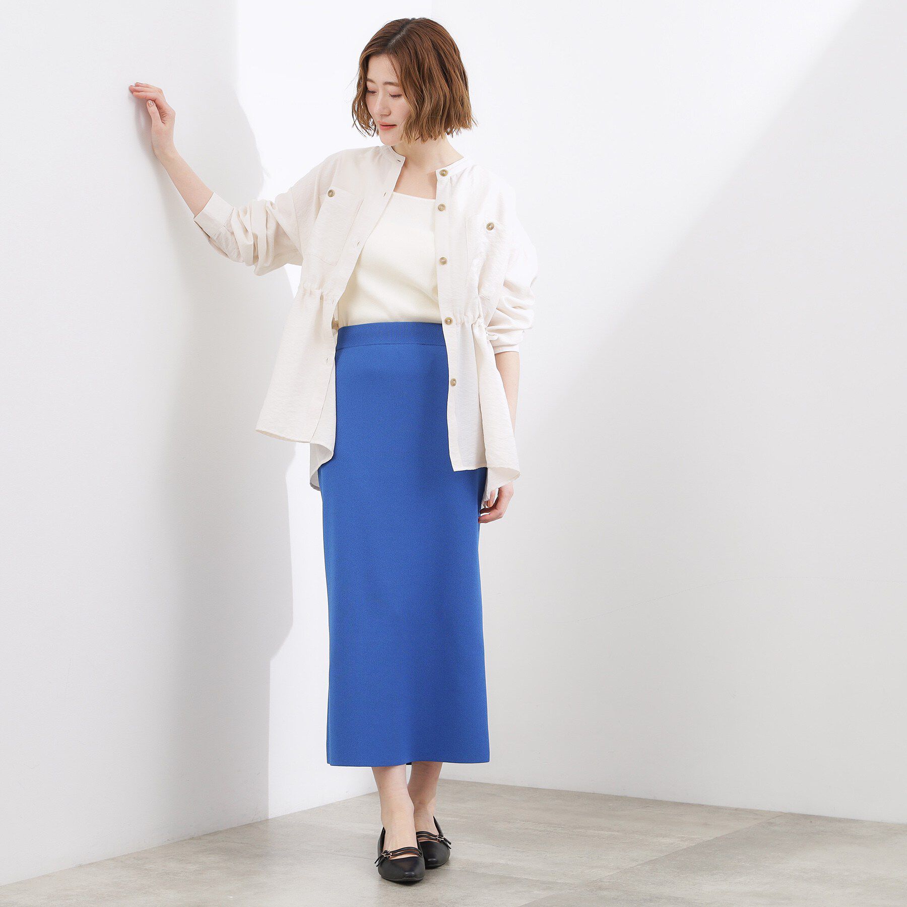 grove「【貴島明日香さん着用】洗濯機で洗えるニットナロースカート」|スカート|