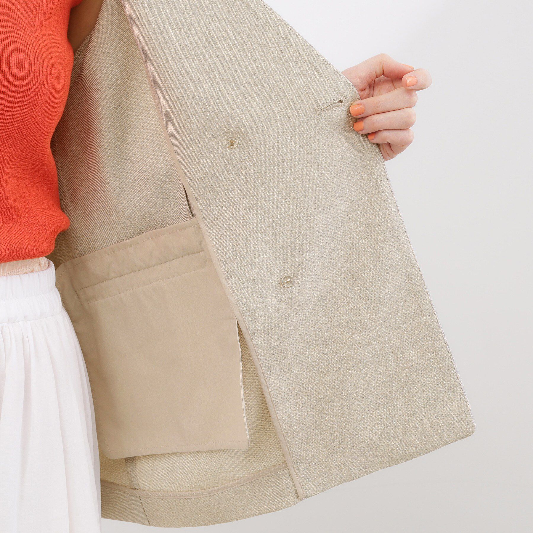 grove「【貴島明日香さん着用】リネンライクカラーレスジャケット」|ノーカラージャケット|