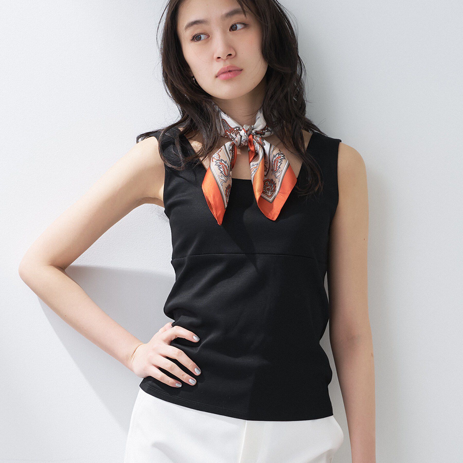 INDIVI「【日本製】ビスチェインナータンクトップ」|キャミソール|ブラック(019)