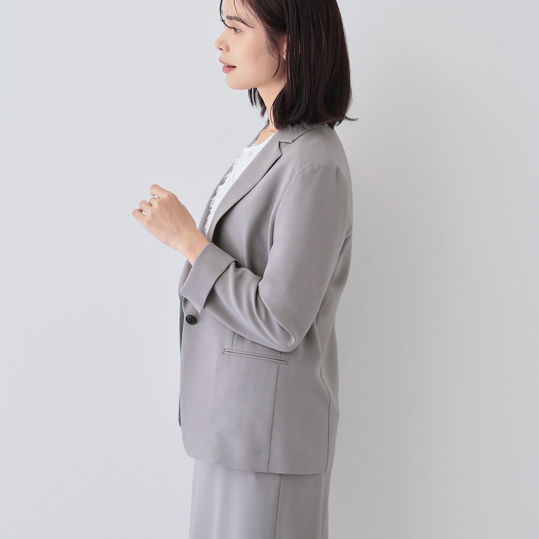 INDIVI「【定番スーツ／UVケア／洗える】ウール調テーラードジャケット」|スーツ|