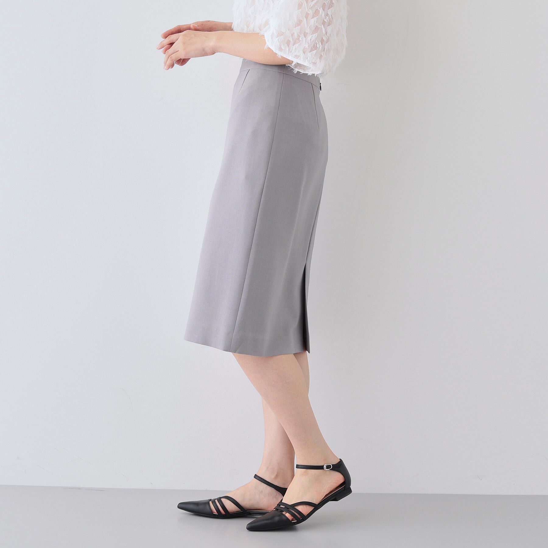 INDIVI「【定番スーツ／UVケア／イージーケア／洗える】ウール調ストレートスカート」|スーツ|