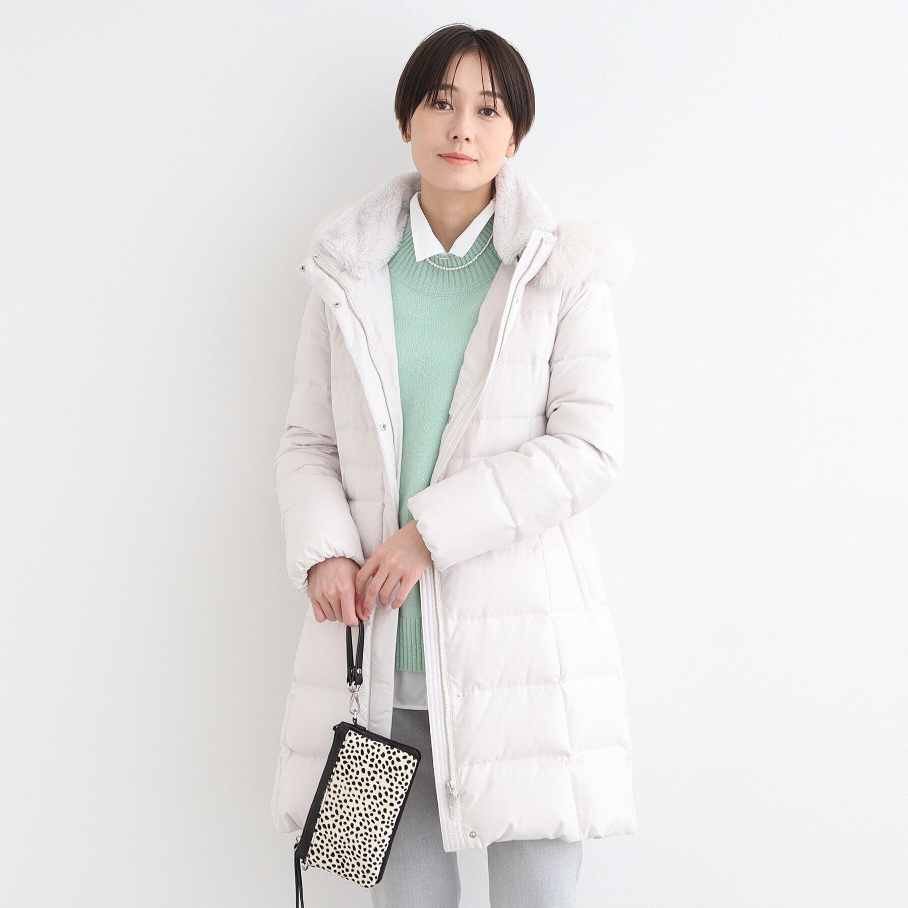 INDIVI「【名品／撥水／抗菌防臭】ロング リサイクルダウンコート」|ダウン|ライトグレー(011