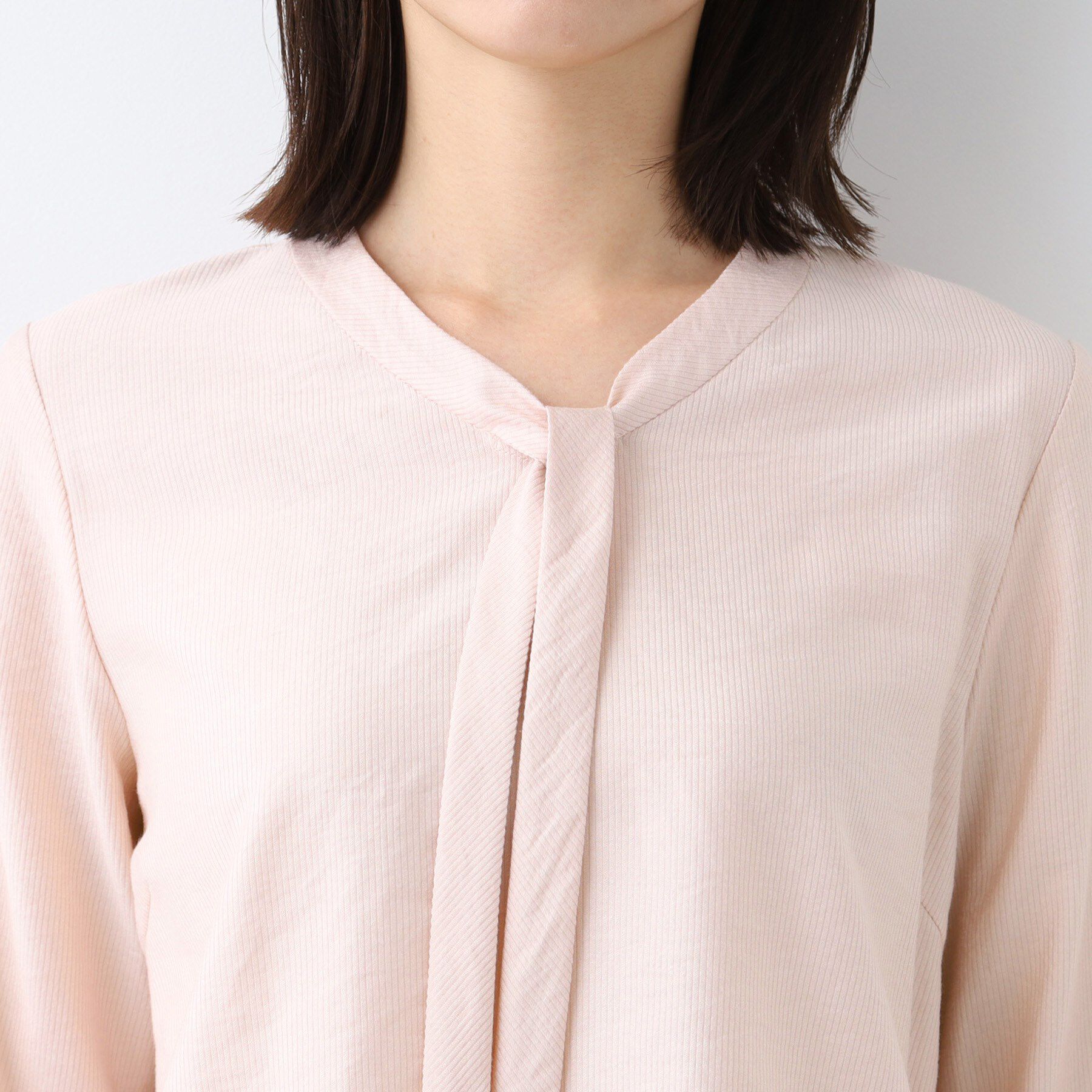 INDIVI「【洗える】ストライプドビー ボウタイブラウス」|シャツ・ブラウス|