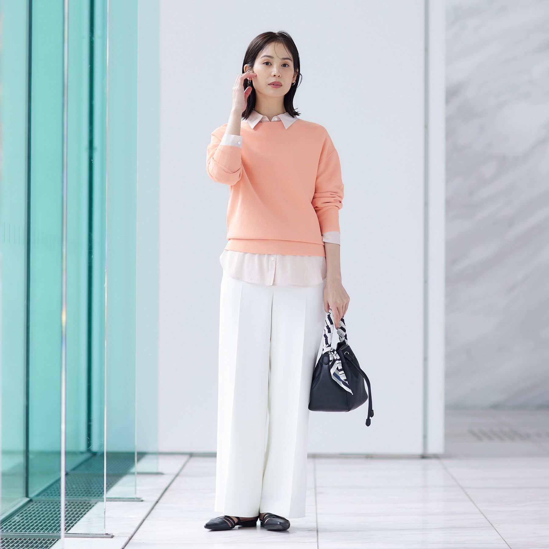 INDIVI「【洗える／無縫製／6色展開】袖フォルム ボートネックニット」|ニット・セーター|