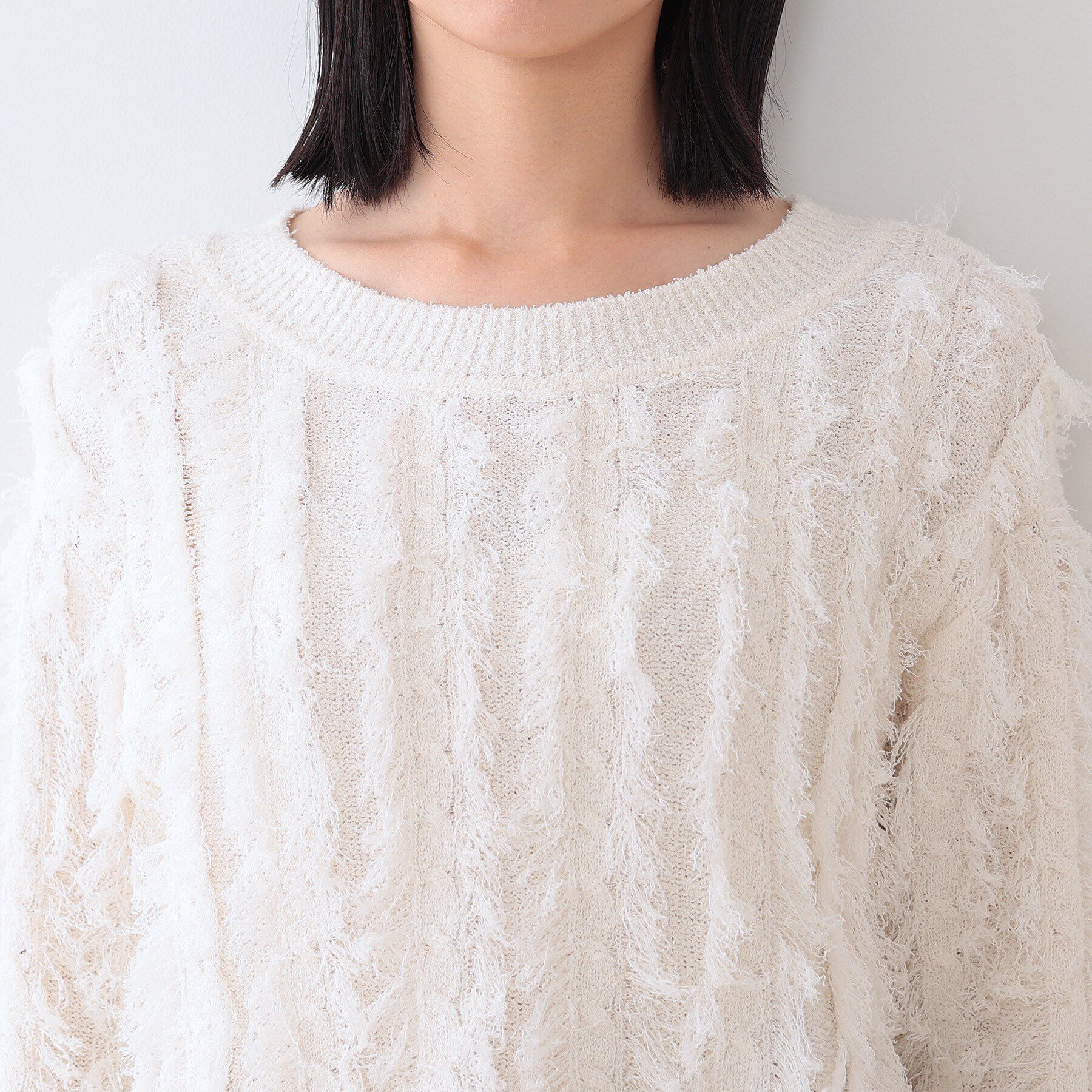 INDIVI「【洗える】フリンジ ジャカードニット」|ニット・セーター|