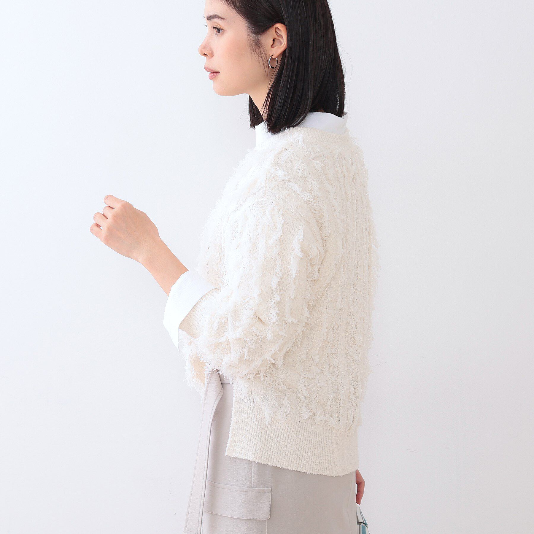 INDIVI「【洗える】フリンジ ジャカードニット」|ニット・セーター|